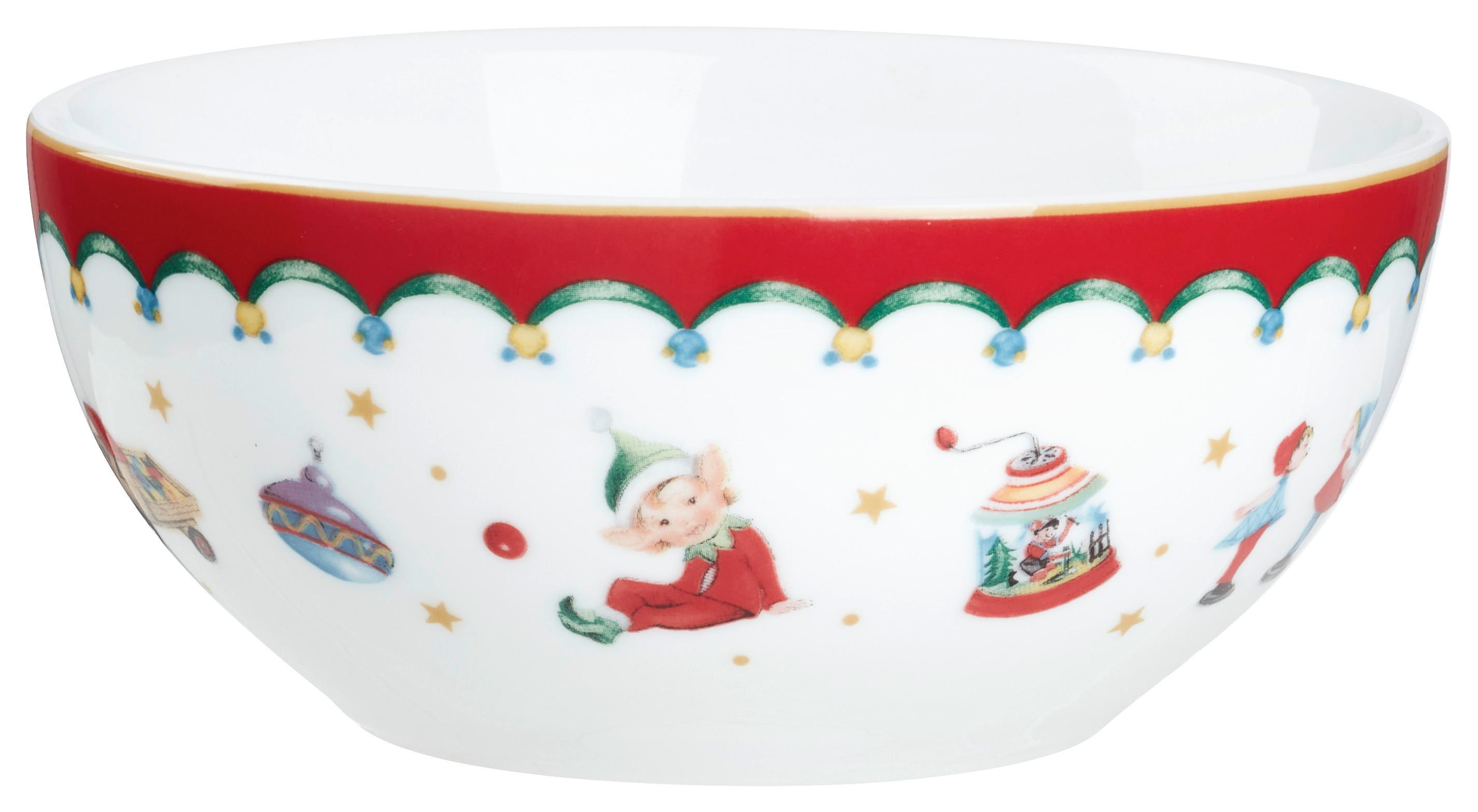 Müslischale XMAS mit Weihnachtsmotiv Ø ca. 15cm - Weiss/Rot, Konventionell, Keramik (15/6,6cm) - Mömax