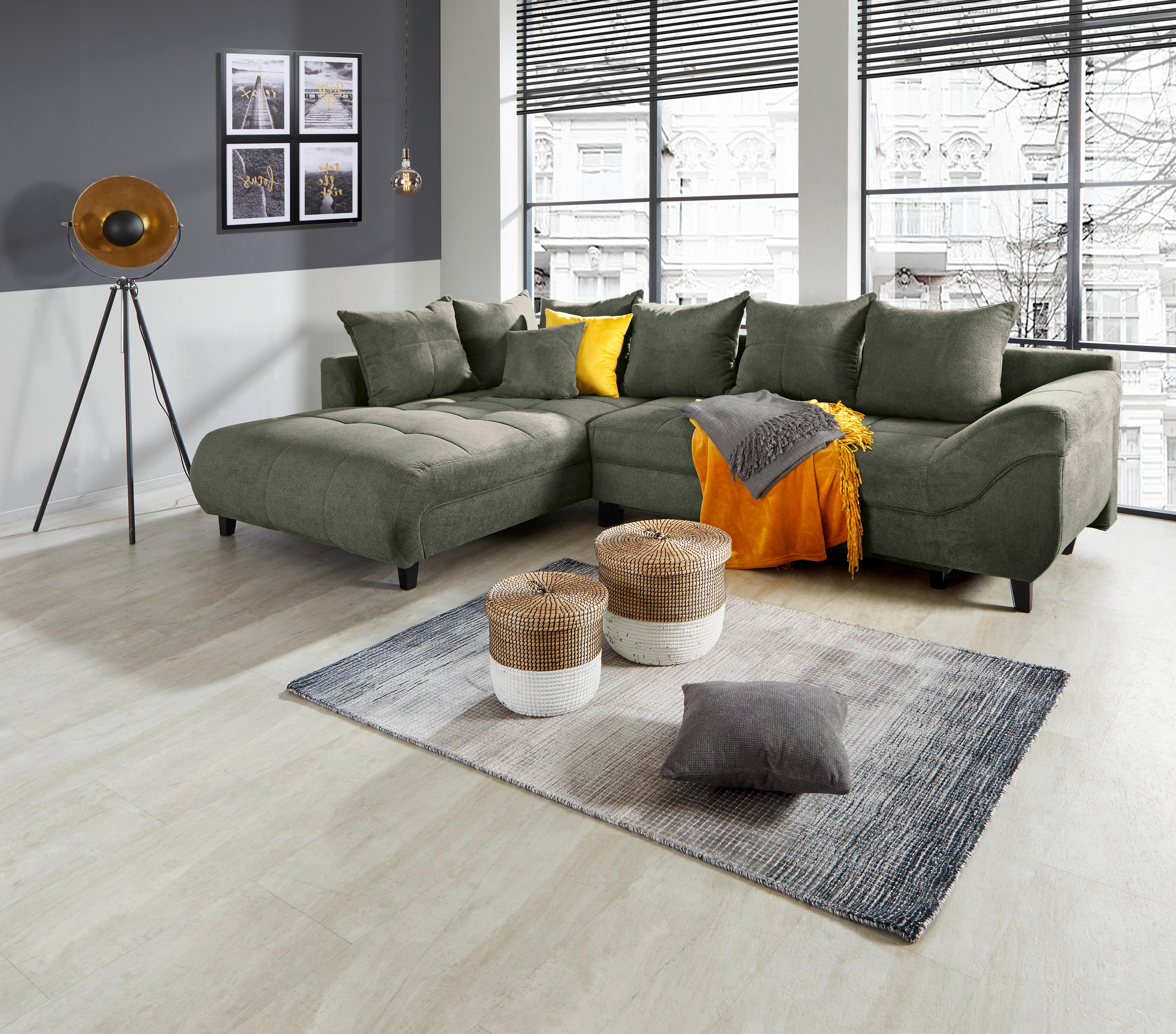 Kutna Garnitura Mendoza - zelena/crna, Design, tekstil/drvo (197/309cm) - Modern Living