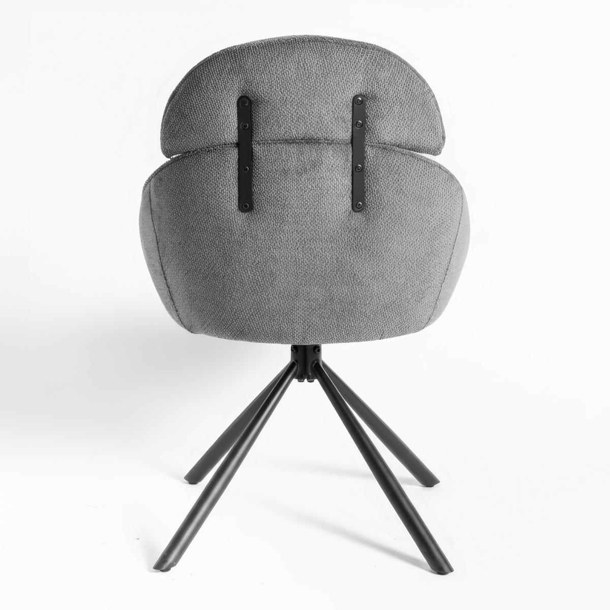 Armlehnstuhl Maira Dunkelgrau Webstoff Drehbar Gepolstert - Dunkelgrau/Schwarz, MODERN, Textil/Metall (59,5/93/66cm) - Bessagi Home