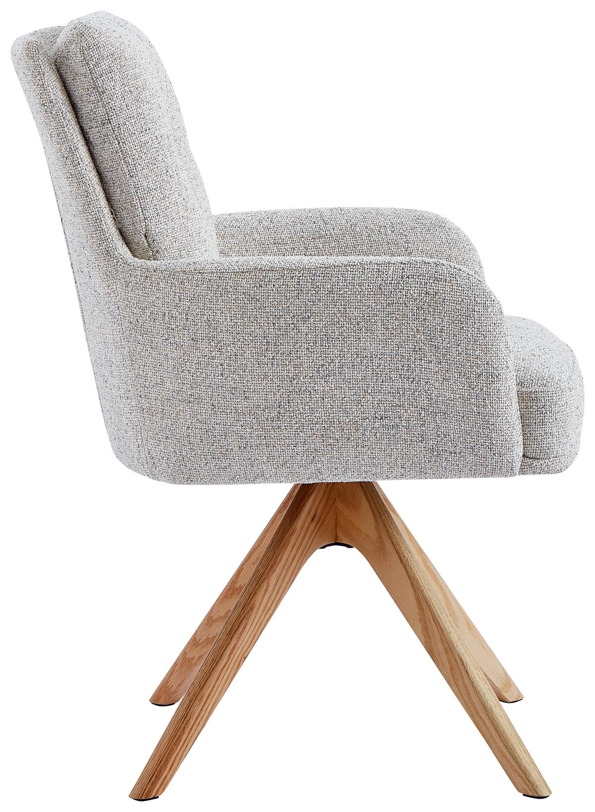 KRZESŁO Z PODŁOKIETNIKAMI MOLLY -EXKLUSIV- - kolor dębowy/beżowy, Design, drewno/tkanina (60,5/88/67cm) - Novel