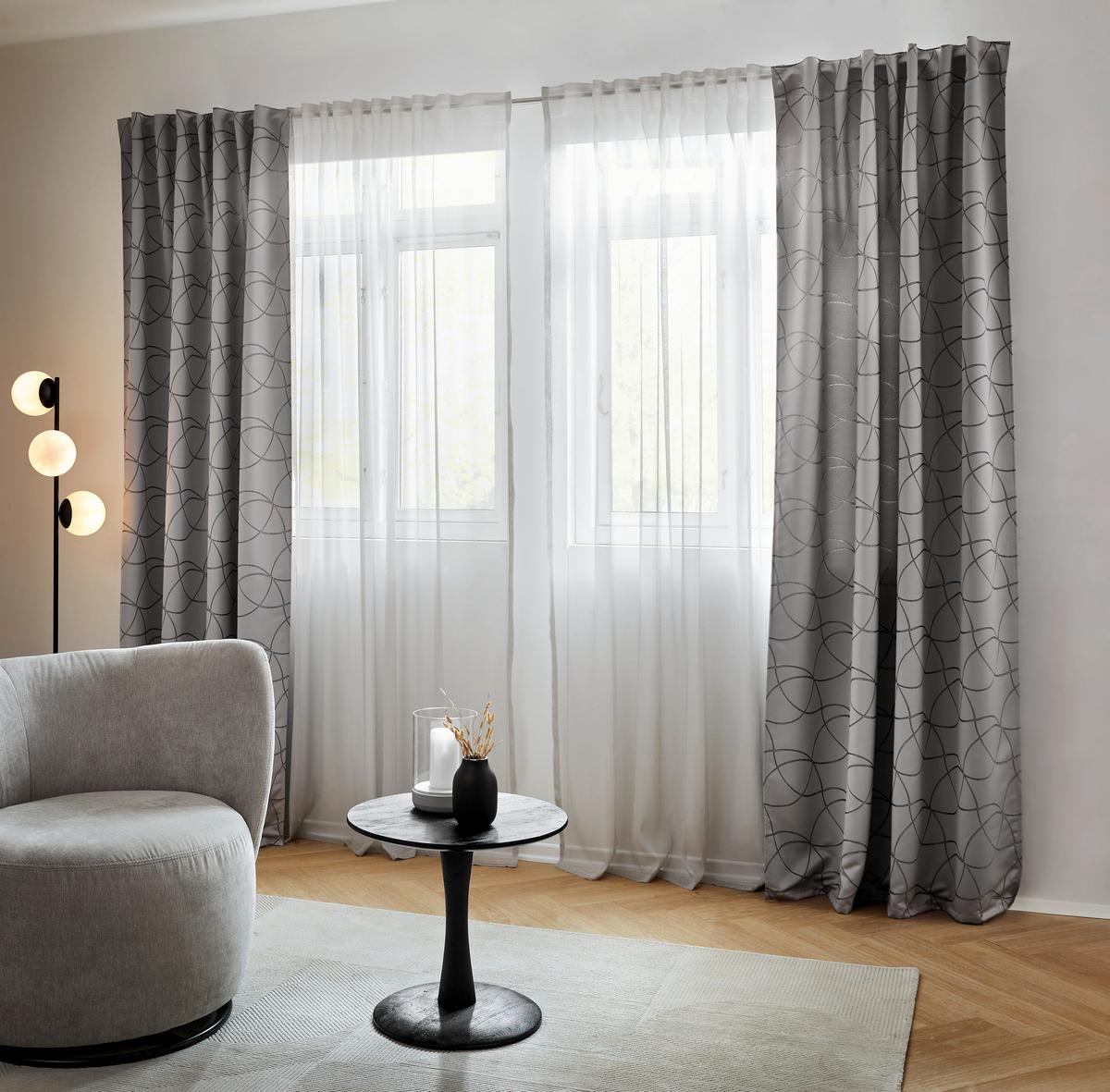 ZASŁONA GOTOWA MICHELE - czarny, Konventionell, tkanina (140/245cm) - Dieter Knoll