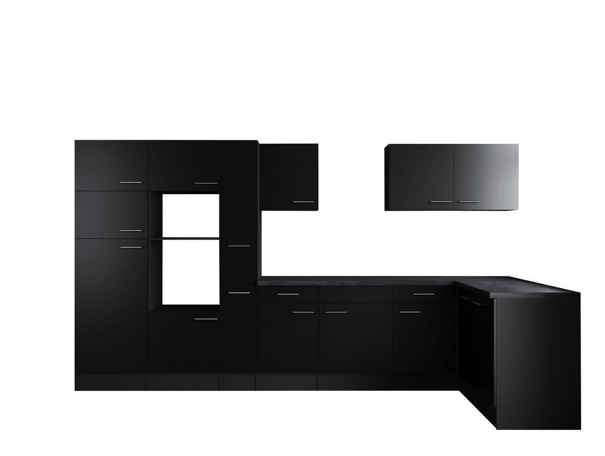 Kotna Kuhinja Brez Aparatov Oliver, 370x172cm - srebrne barve/črna, Design, kovina/leseni material (370/172cm) - Respekta