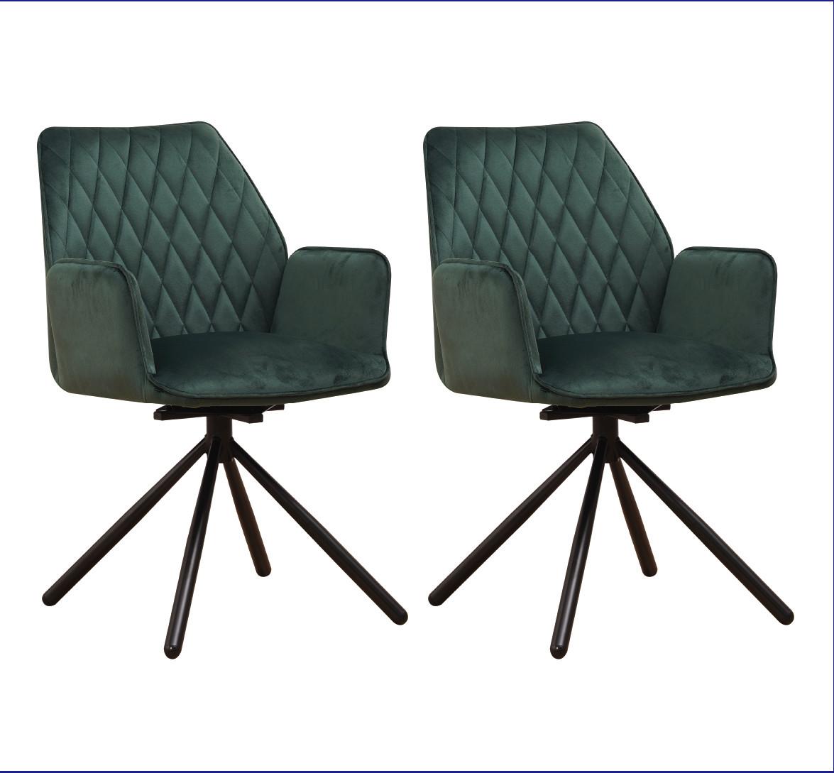 Set Naslanjačev Donny, Zelena, 2 Kos - črna/zelena, Moderno, kovina/tekstil (57,5/92/52cm) - MID.YOU