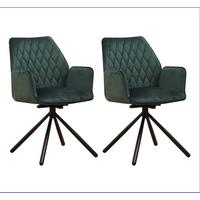 Set Naslanjačev Donny, Zelena, 2 Kos - črna/zelena, Moderno, kovina/tekstil (57,5/92/52cm) - MID.YOU