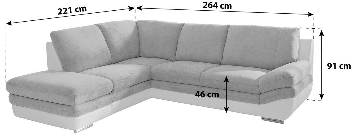 Wohnlandschaft in Blau/Schwarz ´NARDO´ - Blau/Chromfarben, MODERN, Textil/Metall (221/264cm) - MID.YOU