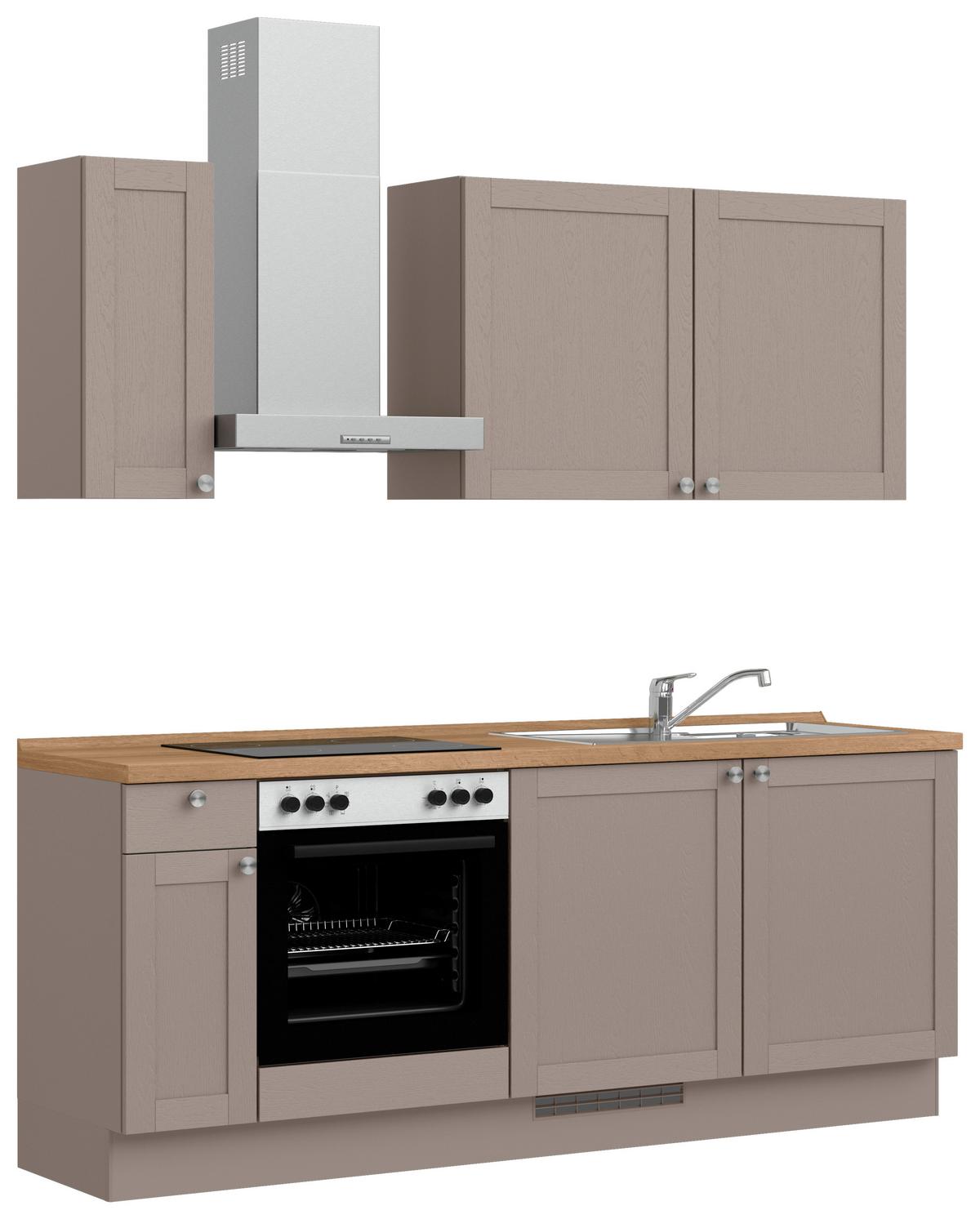Küchenleerblock Frame Low o. Geräte Beigebraun - Edelstahlfarben/Eichefarben, MODERN, Holzwerkstoff/Metall (210cm) - Nobilia