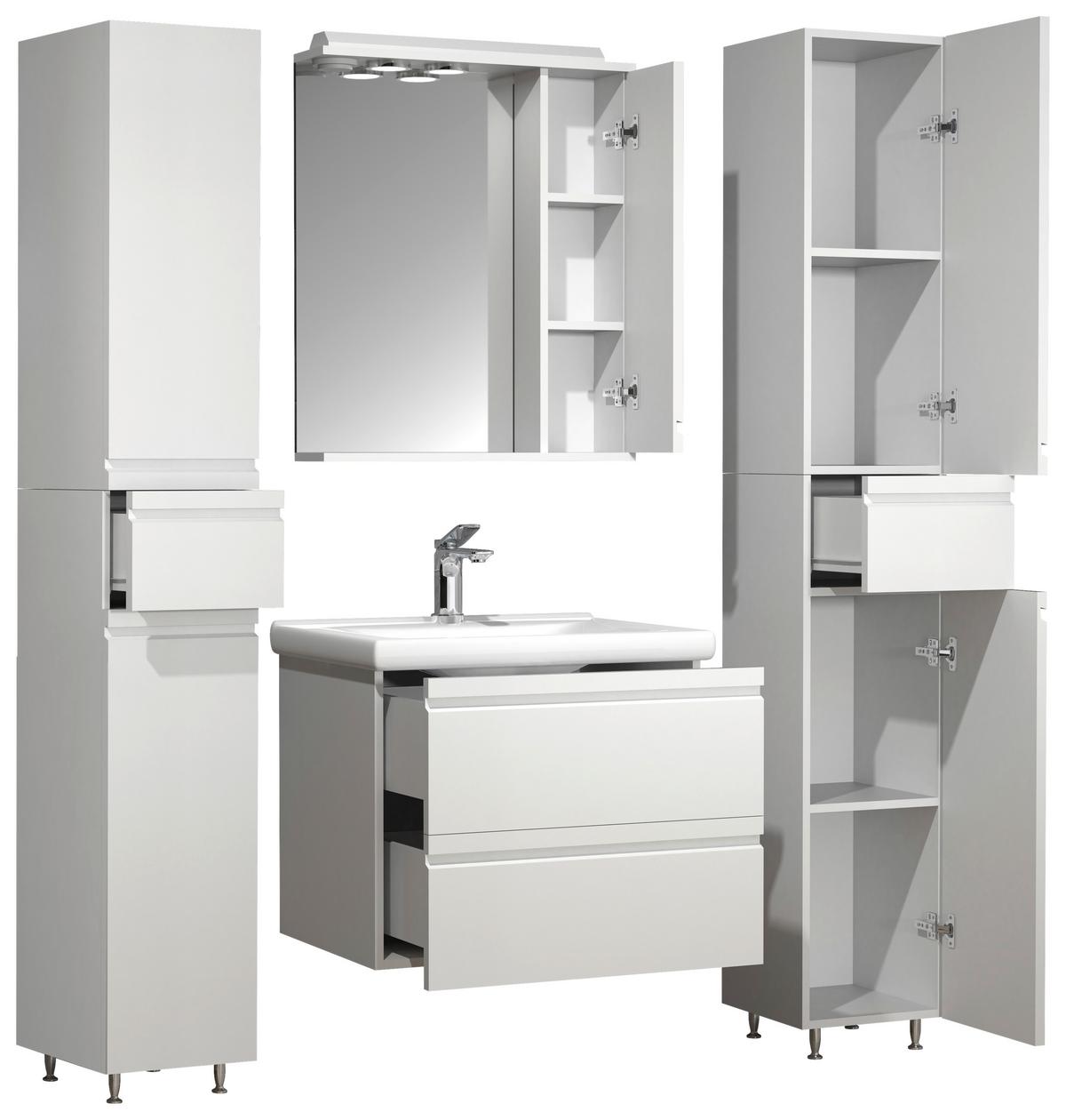 Kopalnica Silora L, Bela - bela, Moderno, steklo/leseni material (120cm) - MID.YOU