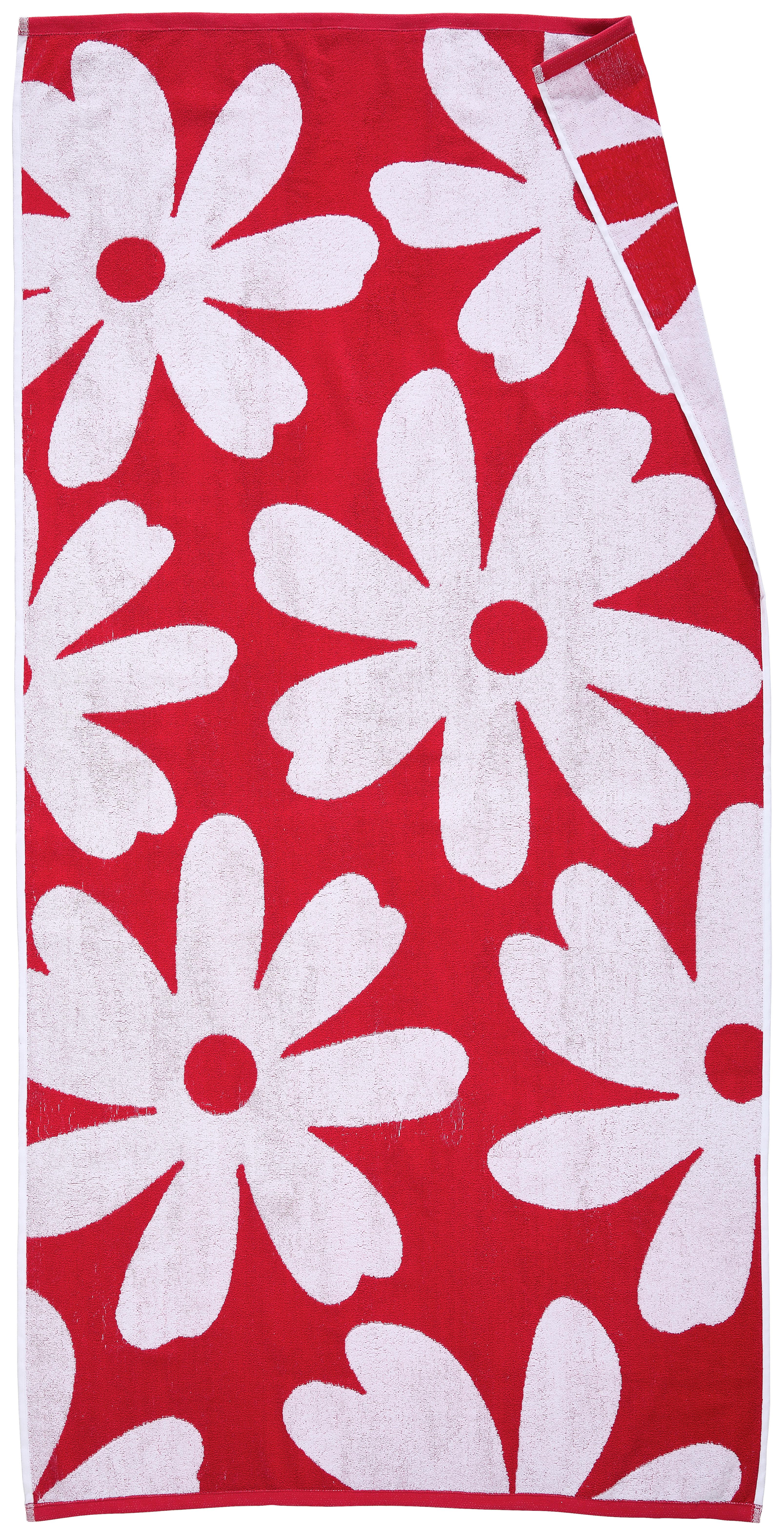 RĘCZNIK PLAŻOWY FLOWER - czerwony, Natur, tkanina (90/180cm) - Esposa