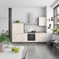 Küchenblock Riva Low m. Geräten Weiß - Schieferfarben/Edelstahlfarben, MODERN, Holzwerkstoff/Metall (270cm) - Nobilia