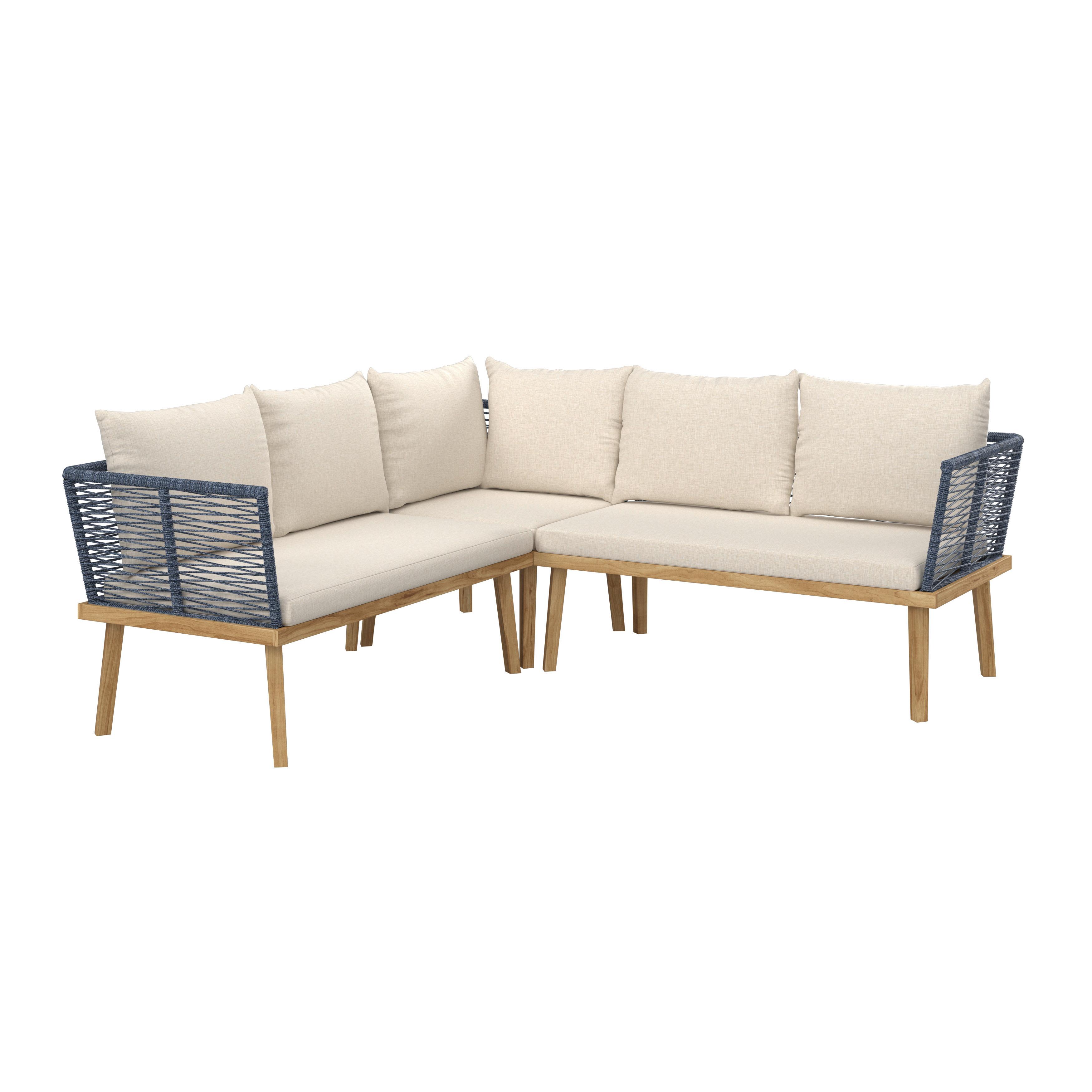 LOUNGESET JULINA - akaciefärgad/cremefärgad, Modern, metall/trä (205/76/72cm) - Bessagi Garden