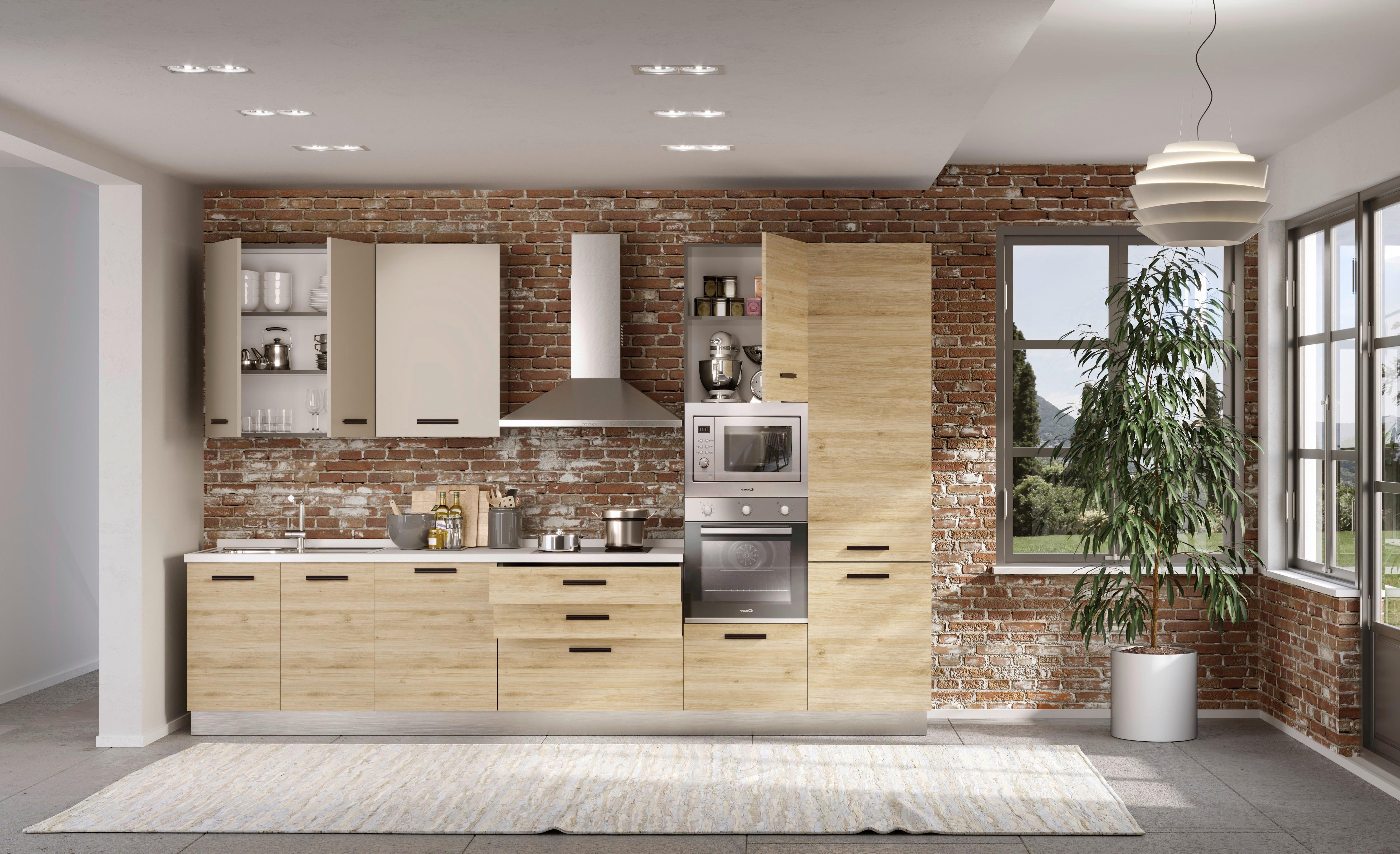 Blok Kuhinja S Aparatima Rovere - siva/boje hrasta, Moderno, drvni materijal/metal (360/240/60cm) - Mömax