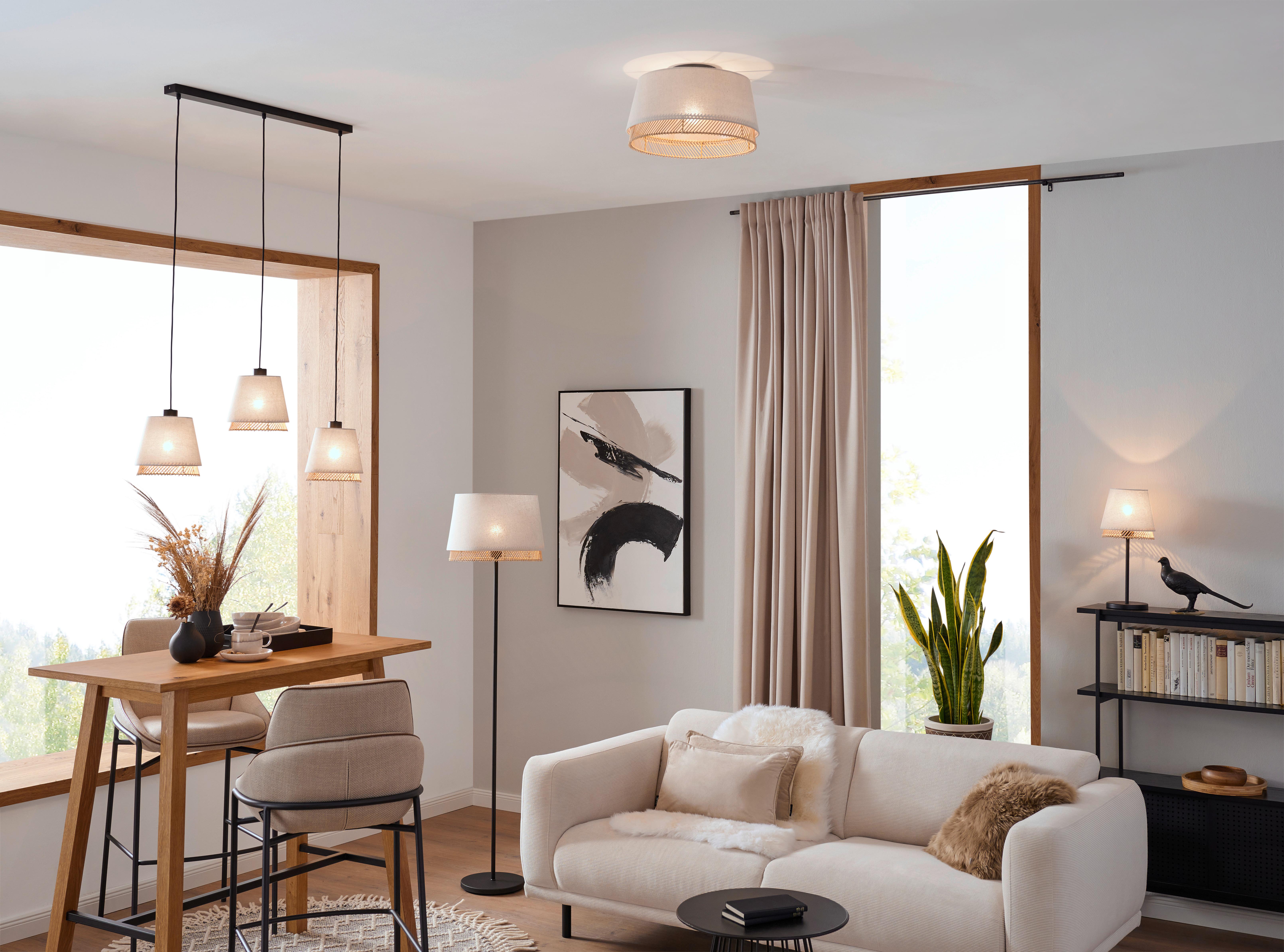 LAMPA WISZĄCA TABLEY - naturalny/czarny, Basics, metal/drewno (89/19/110cm) - Eglo