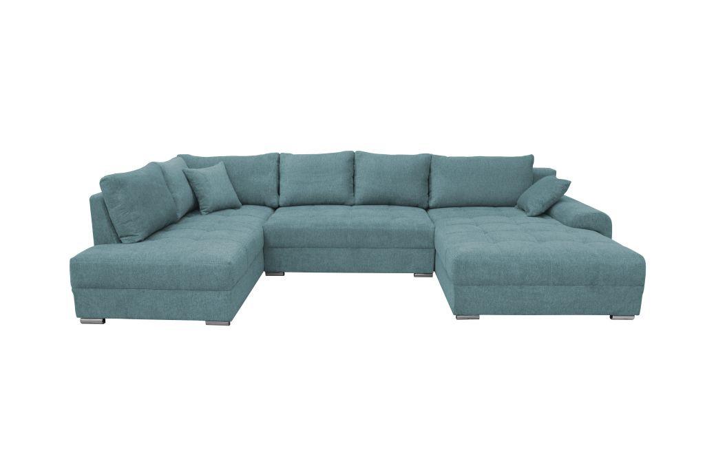 Kutna Garnitura Senso - tirkizna/boje kroma, Moderno, tekstil/drvo (197/346/183cm) - Modern Living