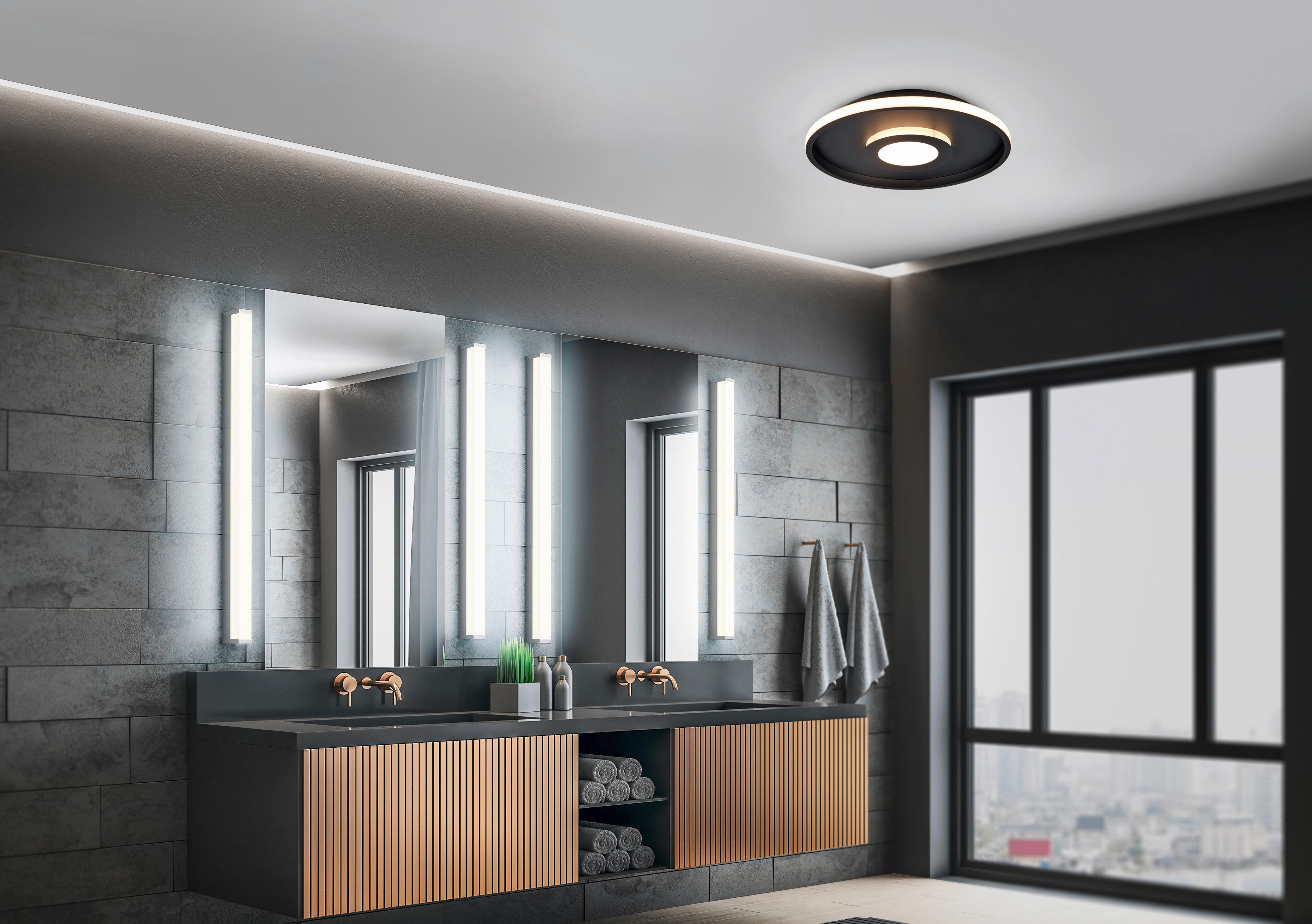 LED-Badezimmer-Deckenleuchte Ascari Schwarz max. 35 Watt - Schwarz, Design, Kunststoff/Metall (40/6,8cm) - Trio Leuchten