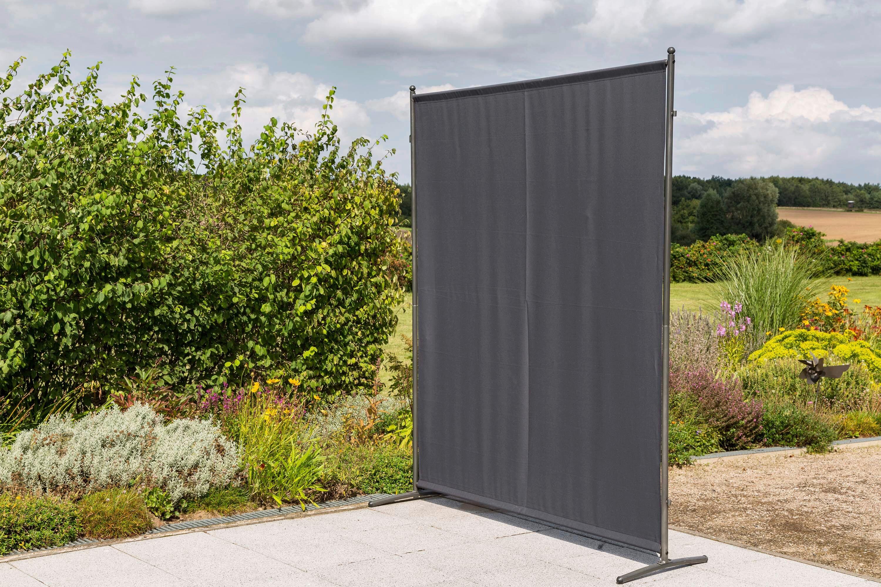 Sichtschutz Textil Silber/Grau - Silberfarben/Grau, KONVENTIONELL, Textil/Metall (155/188/50cm) - Gardenson