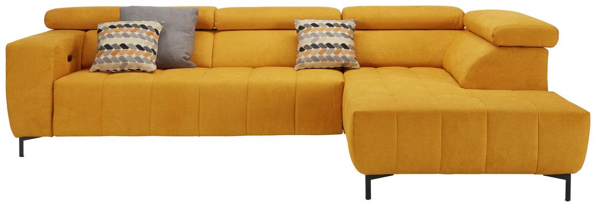 Ecksofa in Gelb - Gelb/Schwarz, Modern, Textil (295/201cm) - Premium Living