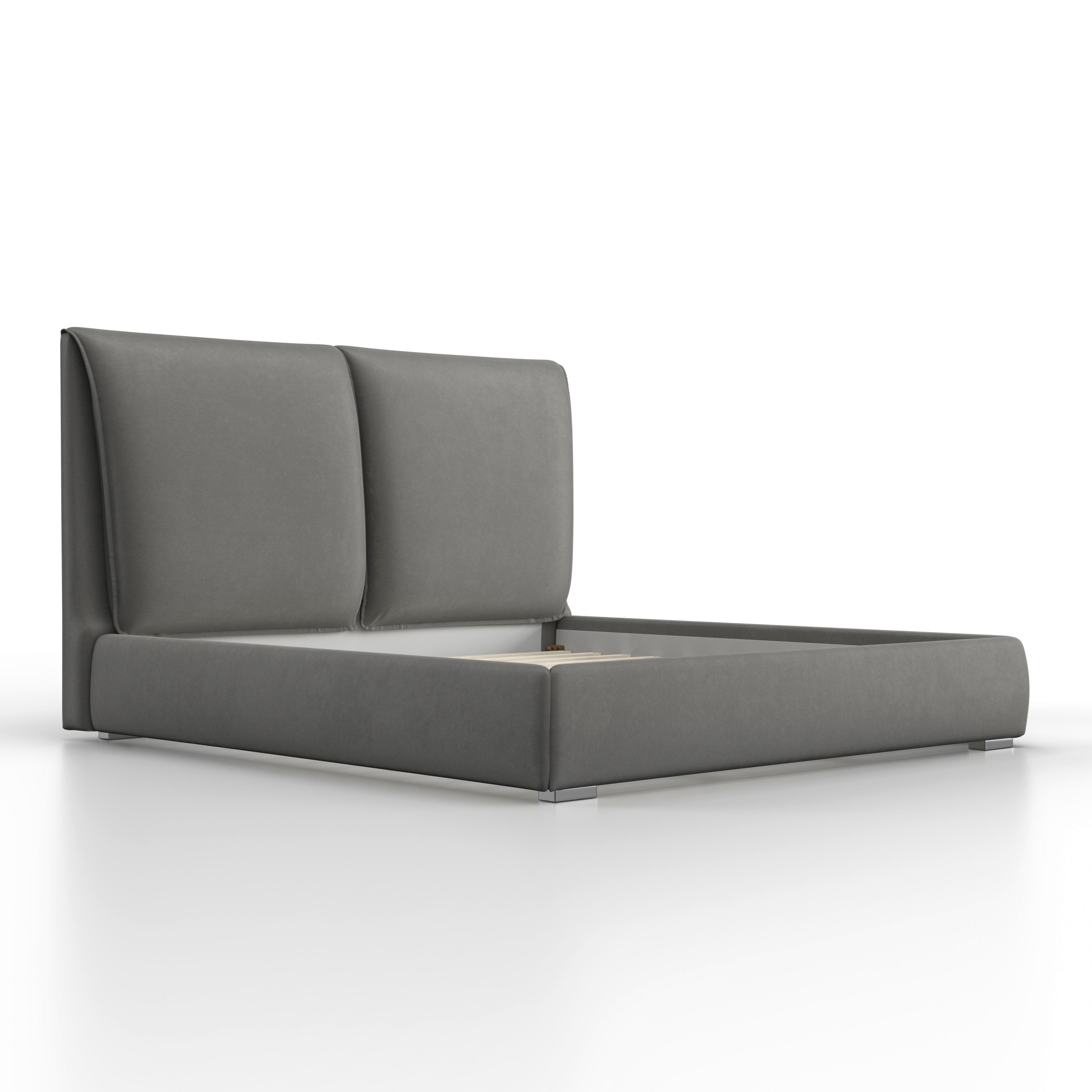 Polsterbett Sophie ca. 180x200 cm Grau - Hellbraun/Silberfarben, MODERN, Holz/Textil (180/200cm) - Bessagi Home