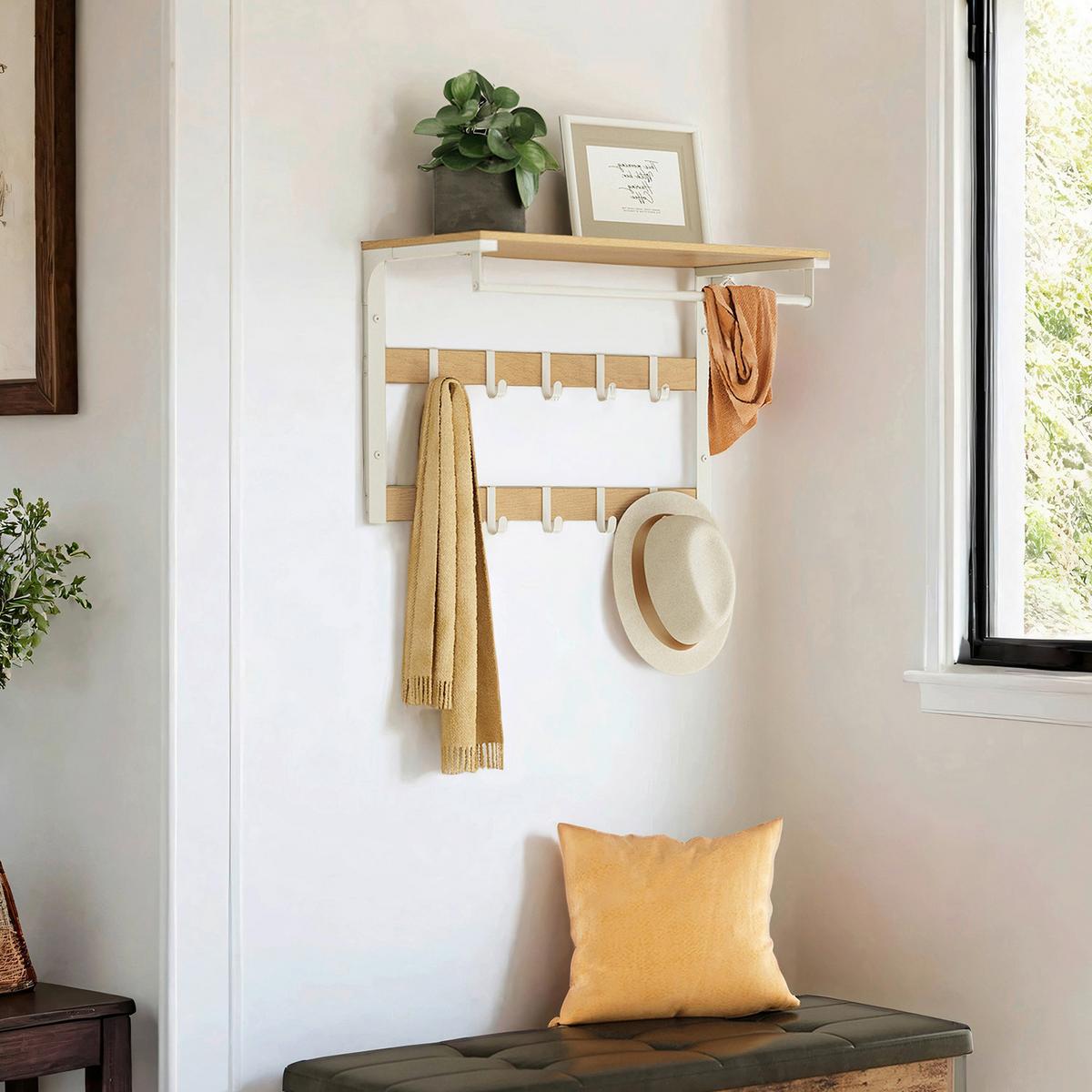 WANDGARDEROBE COAT RACK - Eichefarben/Weiß, MODERN, Holzwerkstoff/Metall (65/42/30cm) - MID.YOU