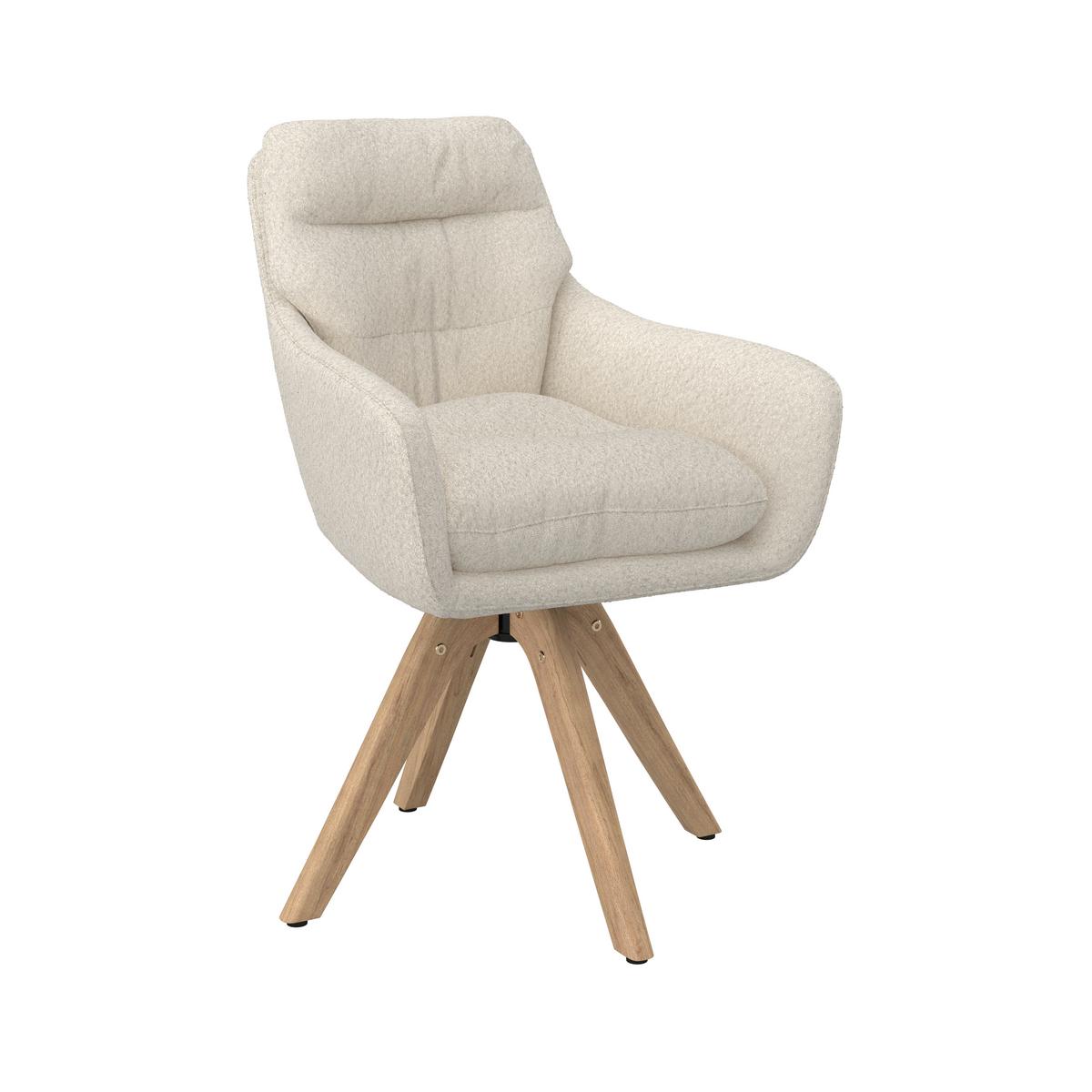 Naslanjač Juana, Krem Barve - krem barve/naravne barve, Moderno, tekstil/les (61/93/65cm) - Bessagi Home