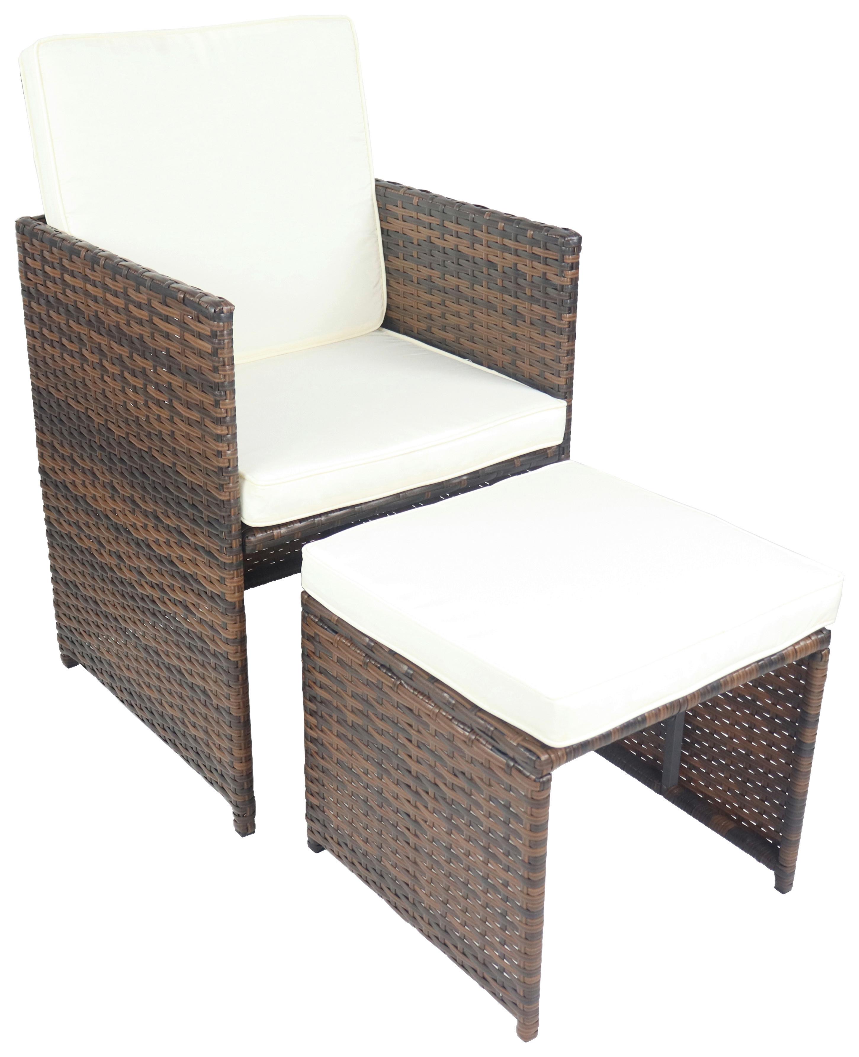 GARTENSESSEL-SET RALOSO - Weiss/Braun, Modern, Kunststoff/Textil (53/84/53cm) - Ambia Garden