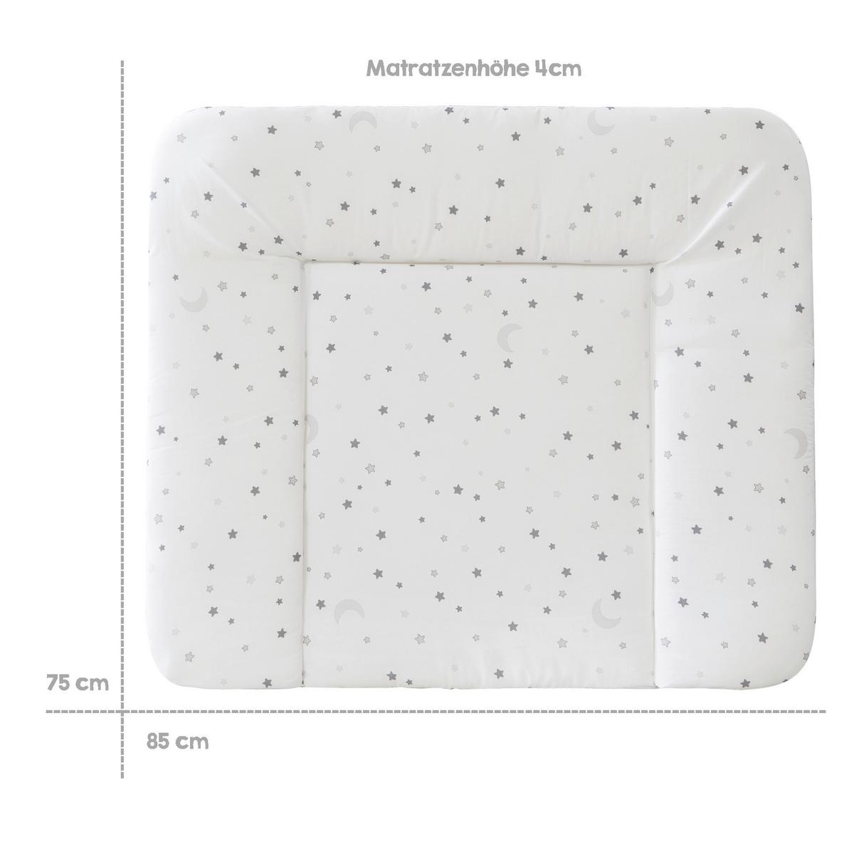 Wickelauflage Sternenzauber Grau/Weiß ca. 85x4x75cm - Weiß, Textil (85/4/75cm) - Roba