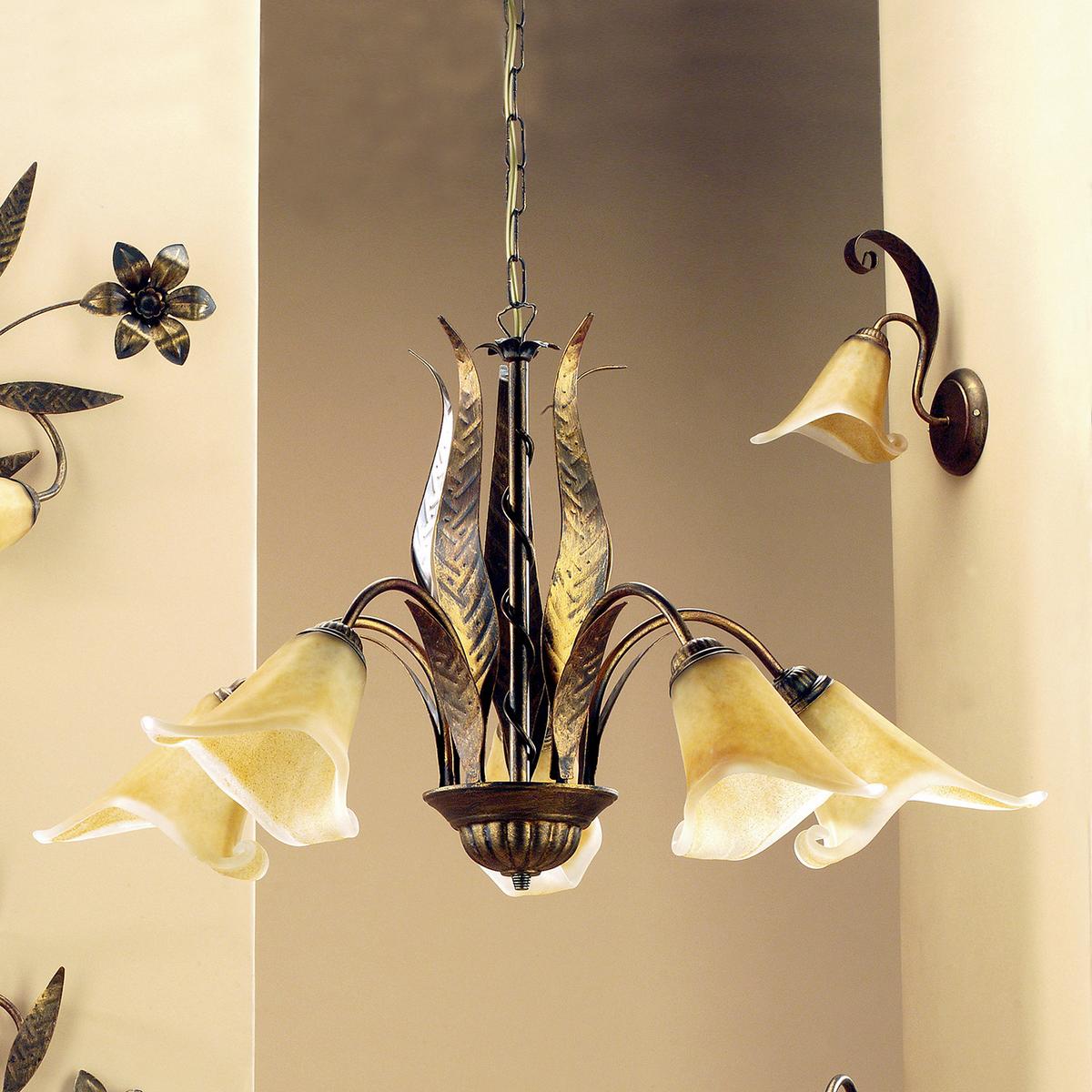 Kronleuchter Alga Bronzefarben max. 22 Watt - Bronzefarben, KONVENTIONELL, Glas/Metall (75/75/100cm)