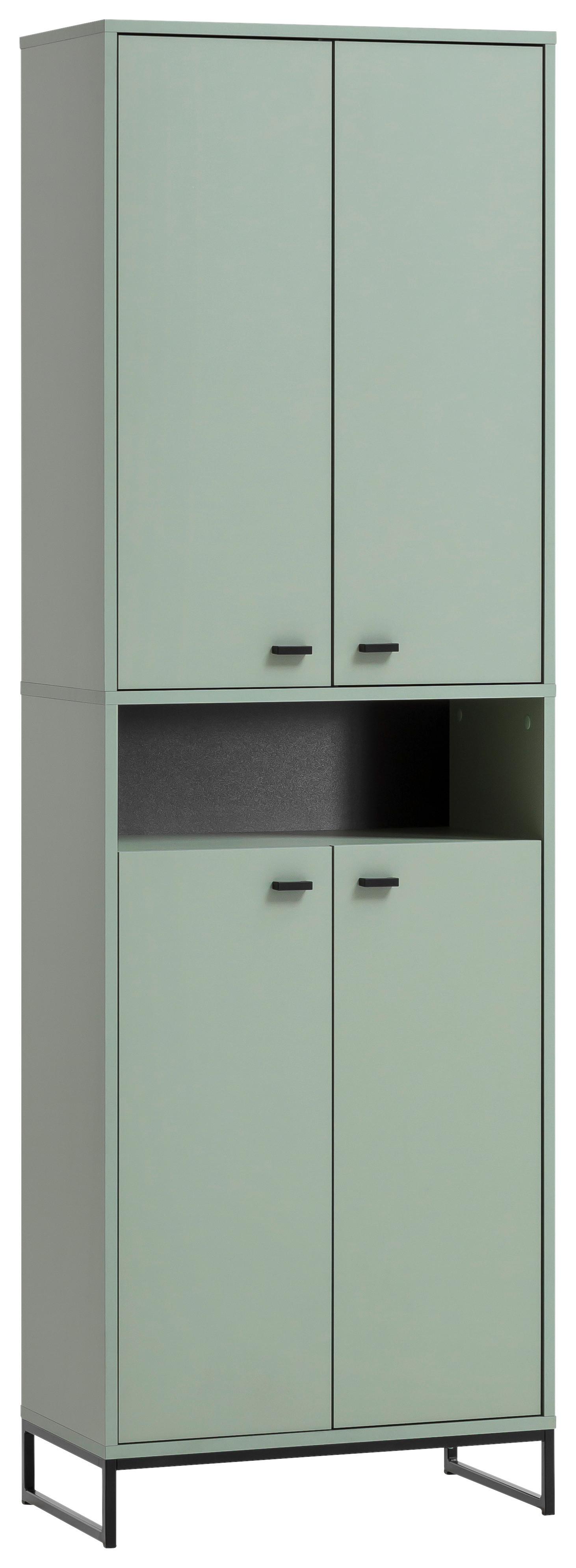 Schuhschrank Janne ca.60,2x185,5x33,1cm Pistazie - Schwarz/Grün, LIFESTYLE, Holzwerkstoff/Metall (60,2/185,5/33,1cm) - MID.YOU