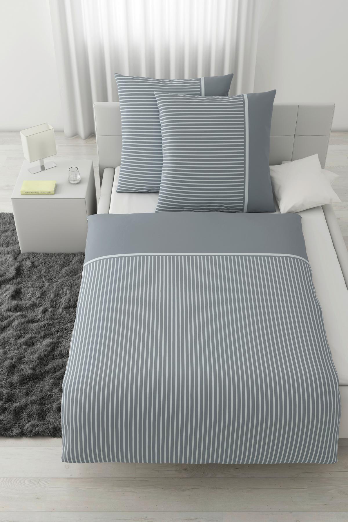 Bettwäsche Johannes XXL Graublau ca. 200x200cm - Graublau, KONVENTIONELL, Textil (200/200cm) - Mömax