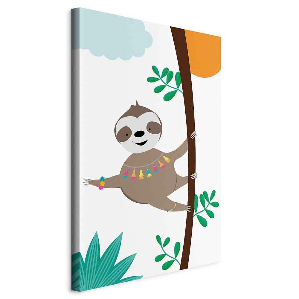 Slika Na Platnu Happy Sloth - zelena/bela, Basics, tekstil/leseni material (40/60/1,2cm) - artgeist