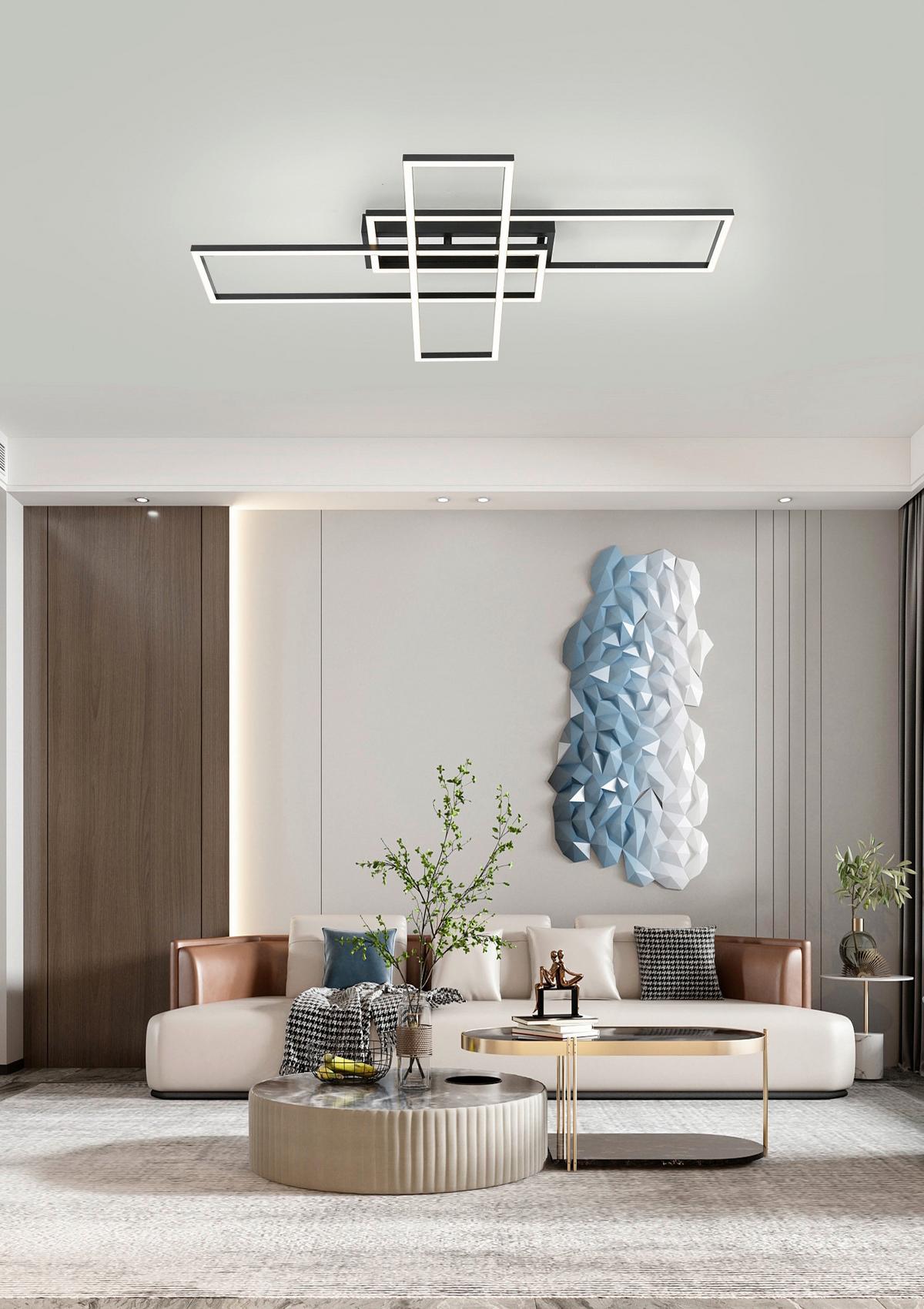 LAMPA SUFITOWA ELISE - czarny/kolor chromowy, Trend, tworzywo sztuczne/metal (82,5/55/8cm) - Novel