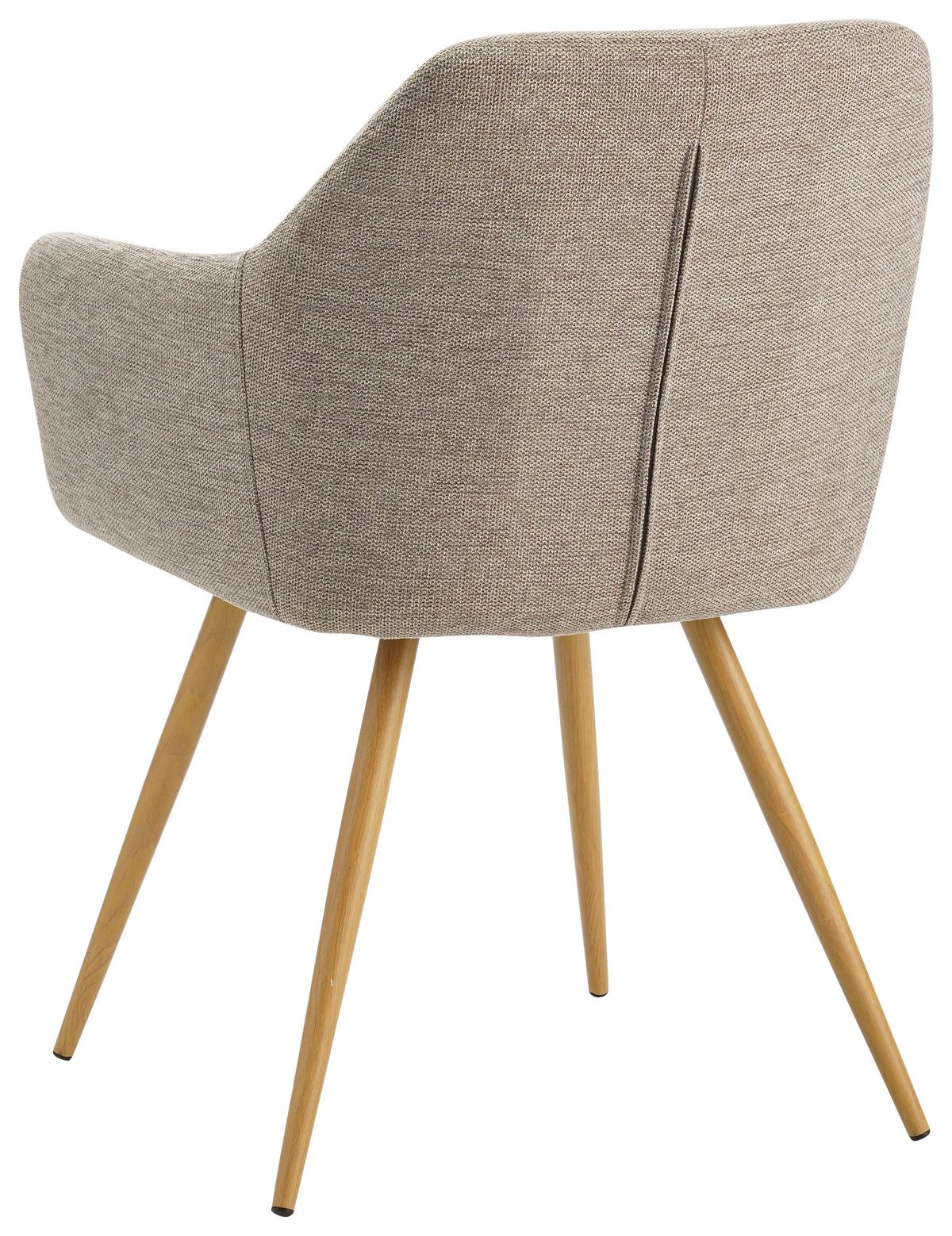 KRZESŁO Z PODŁOKIETNIKAMI MELINDA - beżowy/kolor naturalny, Modern, metal/tkanina (56/81,5/63cm) - MID.YOU