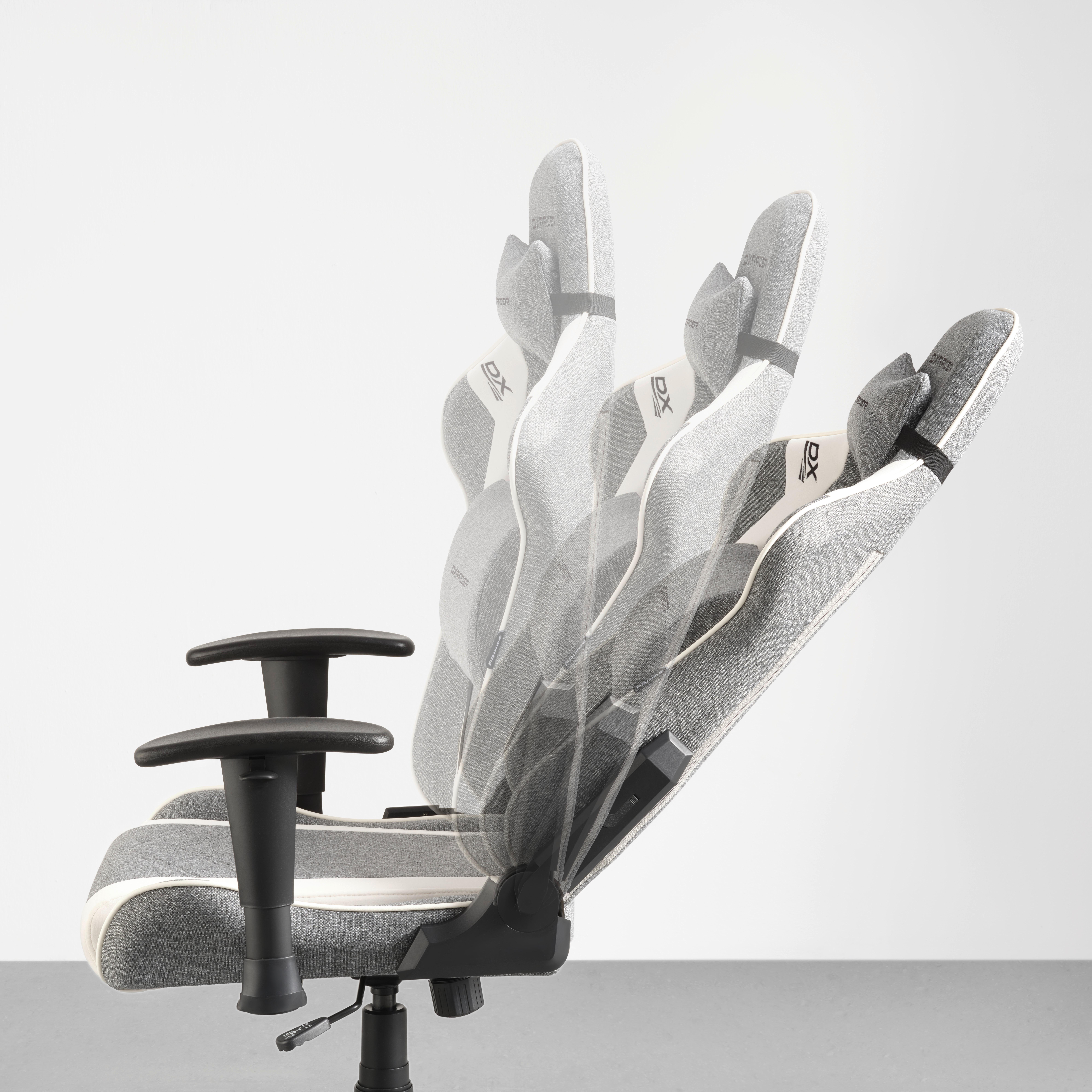 GAMINGSTOL PRINCE -EXKLUSIV- - vit/grå, Modern, textil/plast (70/126/70cm) - Dxracer