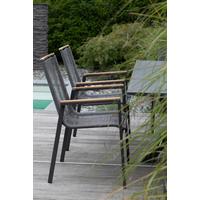 Gartensessel Montana Grau/Teak stapelbar - Grau, Basics, Holz/Kunststoff (55/87/66cm) - Gardenson