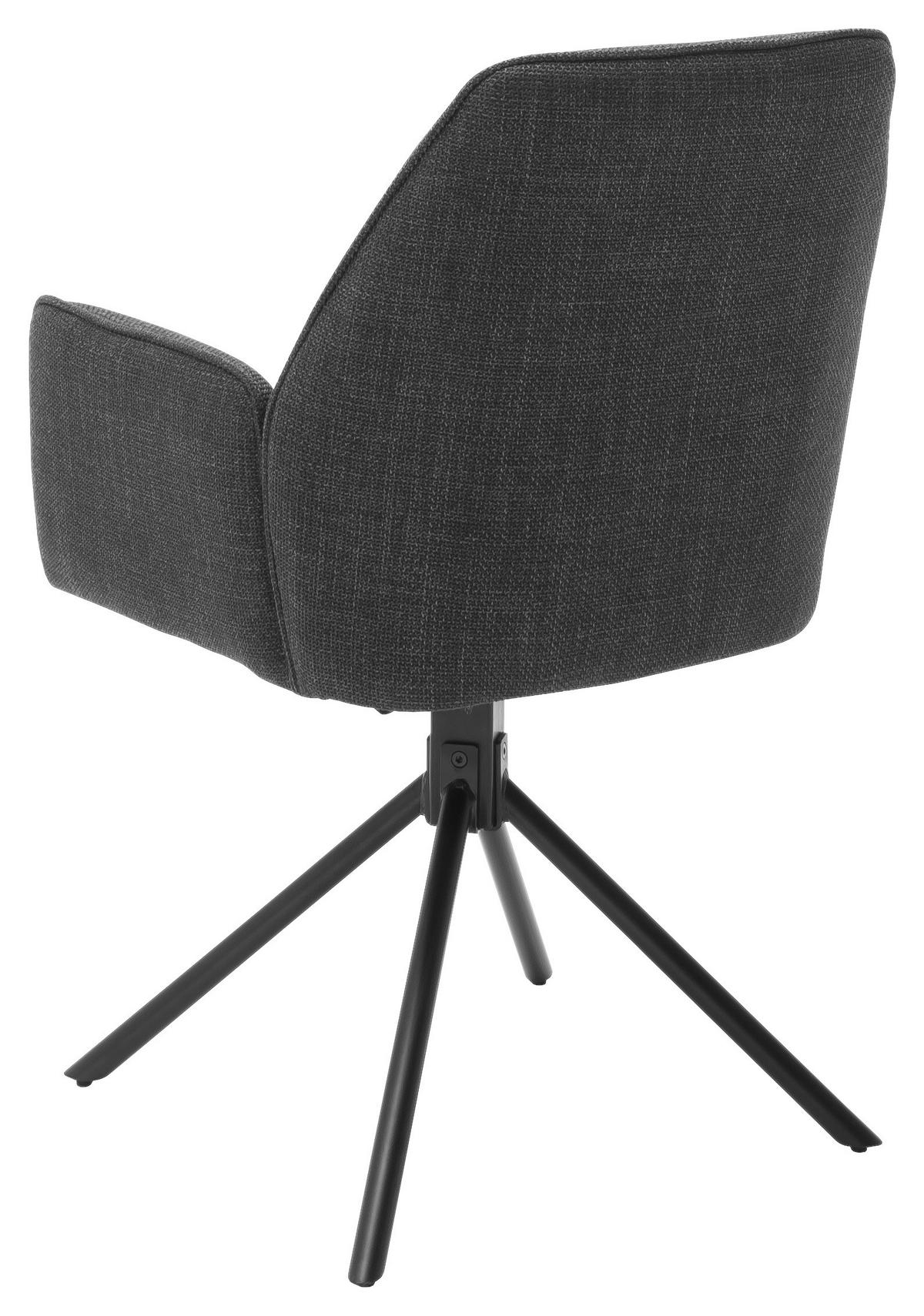 KRZESŁO Z PODŁOKIETNIKAMI PEMBA - antracytowy/czarny, Design, metal/tkanina (59/87/61cm) - Carryhome