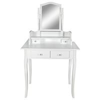 Măsuță de machiaj VANESSA 2 - alb, Modern, sticlă/lemn (80/142/40cm) - Modern Living