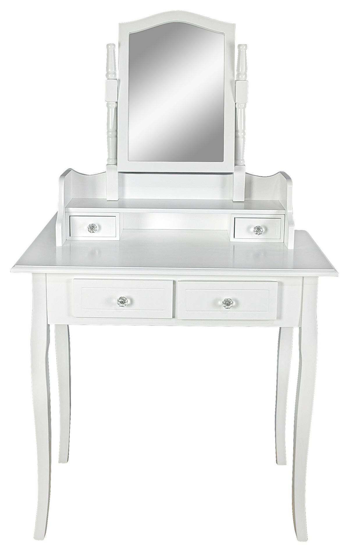 Măsuță de machiaj VANESSA 2 - alb, Modern, sticlă/lemn (80/142/40cm) - Modern Living