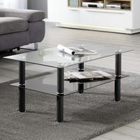 Dohányzóasztal Üveglappal Daytona - fekete/átlátszó, Modern, Üveg/fém (100/60/45cm) - Best Price