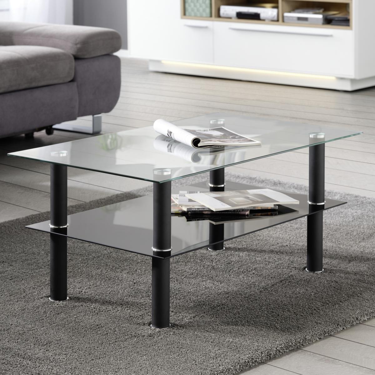 Dohányzóasztal Üveglappal Daytona - fekete/átlátszó, Modern, Üveg/fém (100/60/45cm) - Best Price
