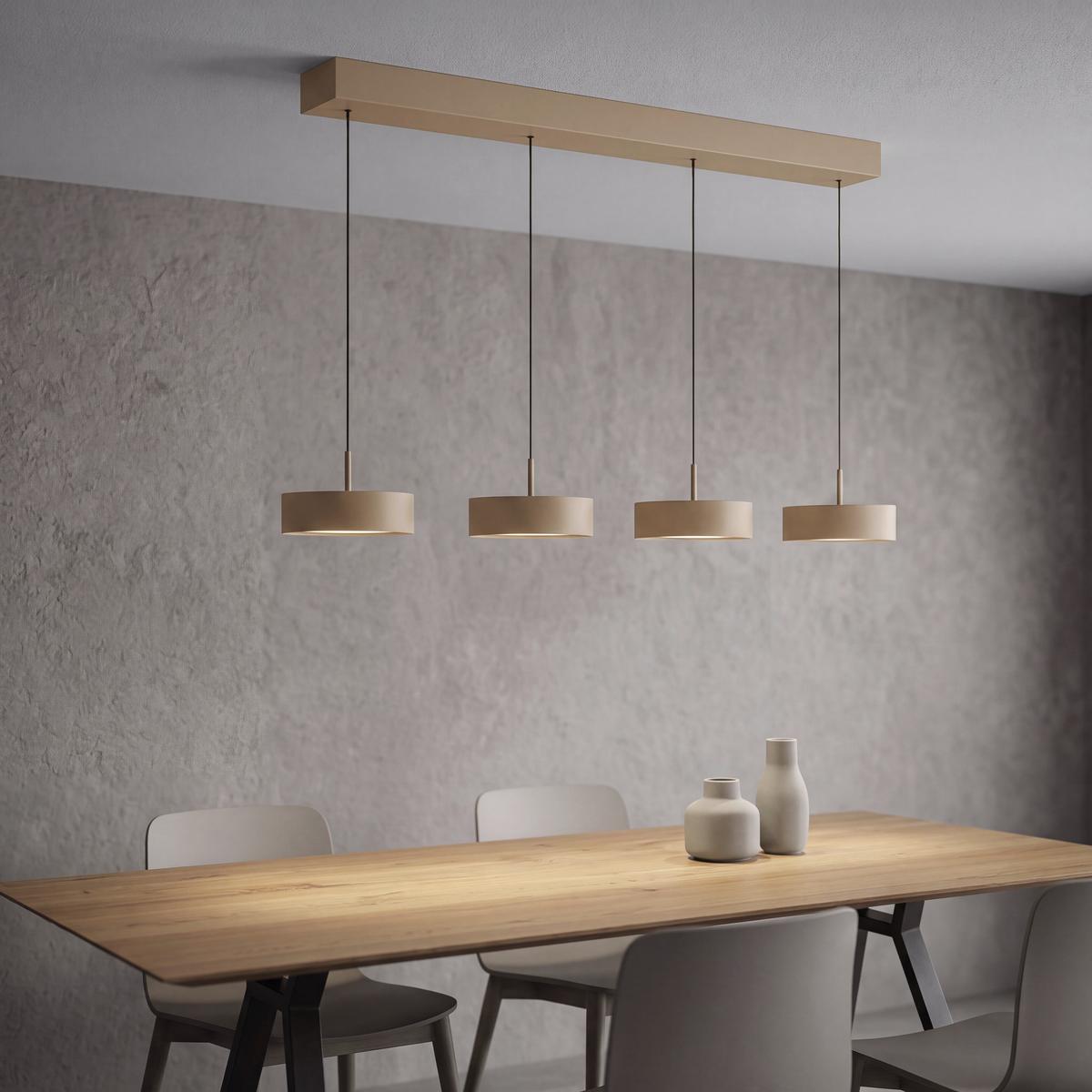LAMPA WISZĄCA LED BELLEVUE *DK* - kolor piaskowy, Design, metal (118/17,5/180cm) - Dieter Knoll