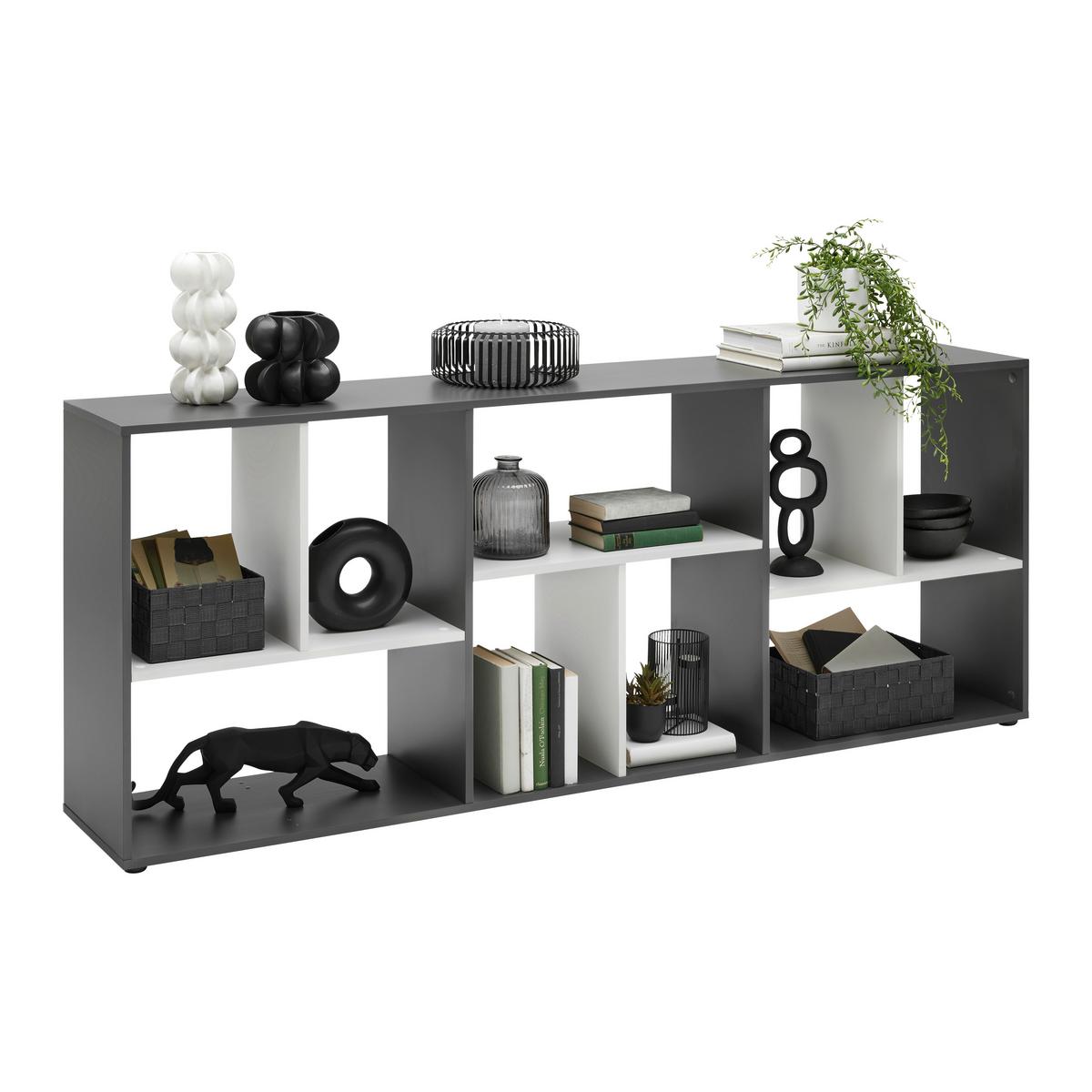 Regal Ibiza Anthrazit/Weiß - Schwarz, KONVENTIONELL, Holzwerkstoff (71/186/33cm) - Mömax