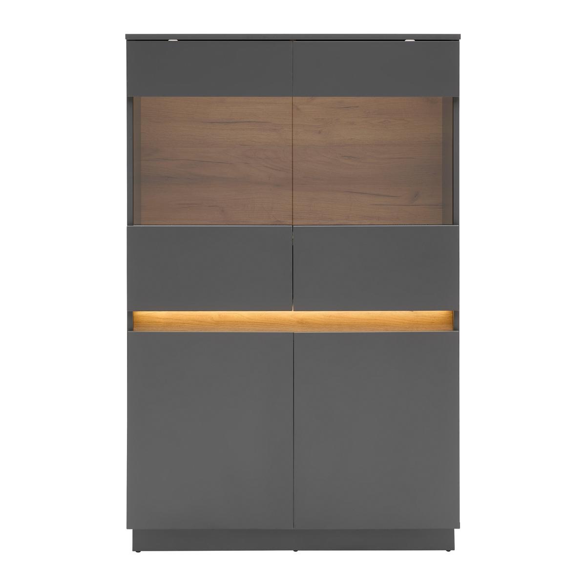 Highboard Samu Anthrazit/Eichefarben - Eichefarben/Anthrazit, MODERN, Glas/Holzwerkstoff (90,2/140/35cm) - Mömax