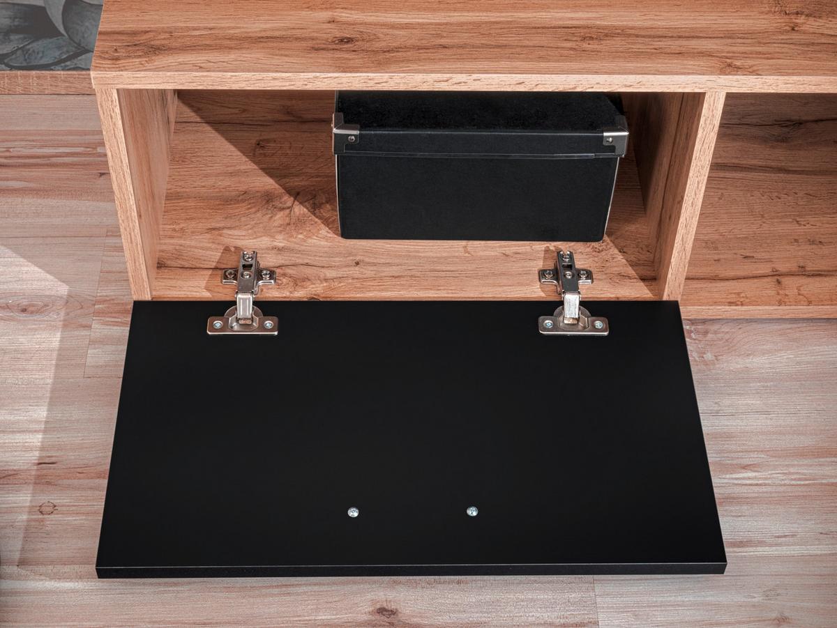Wohnwand Eco Schwarz/Eiche Wotan - Eiche Wotan/Schwarz, MODERN, Holzwerkstoff/Kunststoff (190/152/35cm) - P & B
