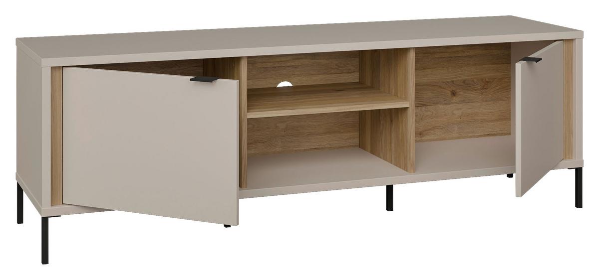 Comodă TV SERAVEL - culoare lemn stejar/nisipiu, Natur, metal/material pe bază de lemn (158,8qm) - Modern Living