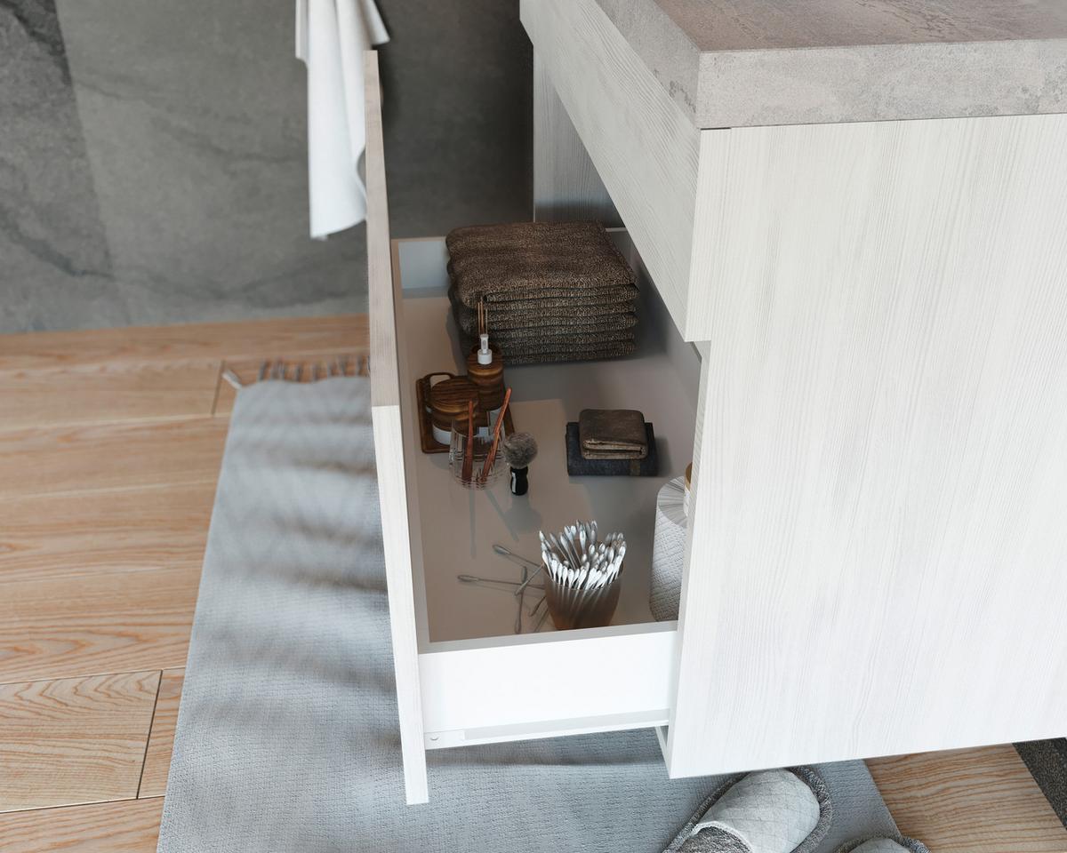 Mobilier de baie Bogota - alb/stejar Bianco, Basics, material pe bază de lemn (81/135/46cm)