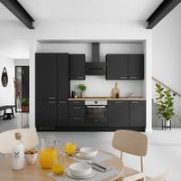 Küchenblock Touch High m. Geräten Schwarz - Edelstahlfarben/Eichefarben, MODERN, Holzwerkstoff/Metall (300cm) - Nobilia