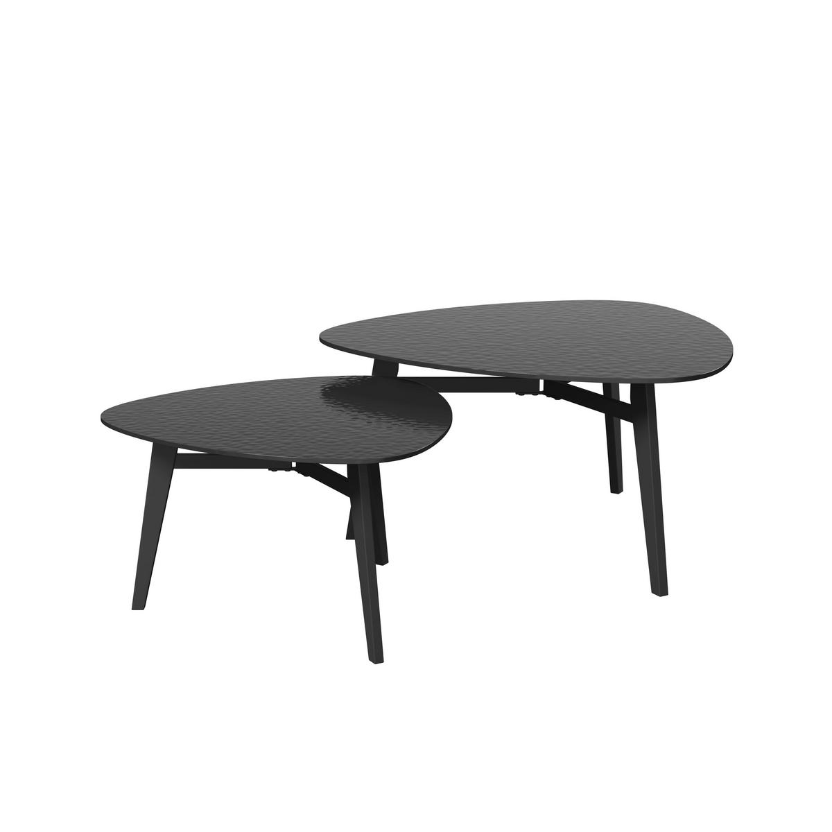 Couchtisch-Set Kelaya Schwarz Glas/Metall - Schwarz, MODERN, Glas/Metall (80/60/42/36/80/60cm) - Bessagi Home