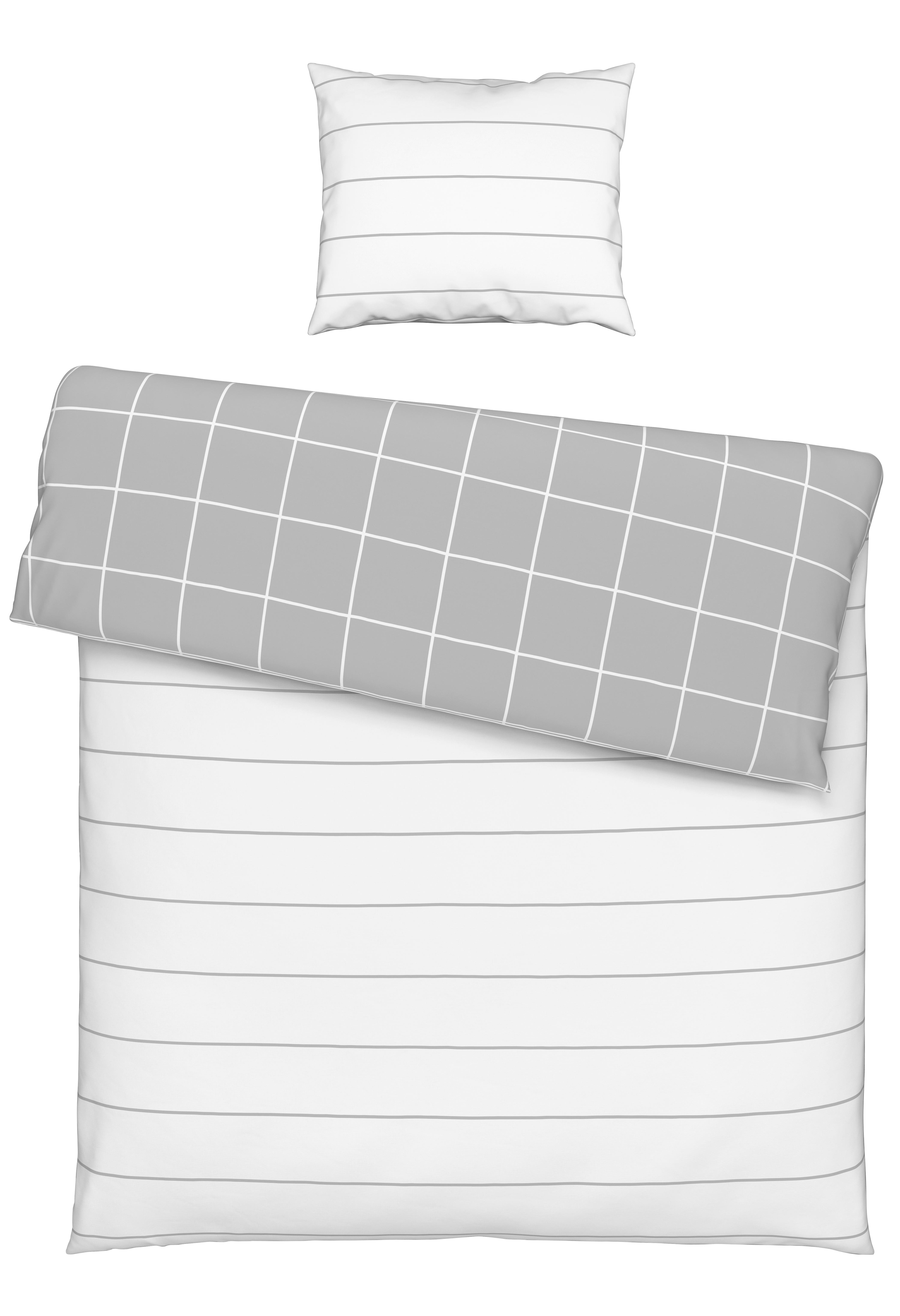 WENDEBETTWÄSCHESET KIRA WENDE COOLTEX - Weiss/Grau, Modern, Textil (160/210cm) - Modern Living