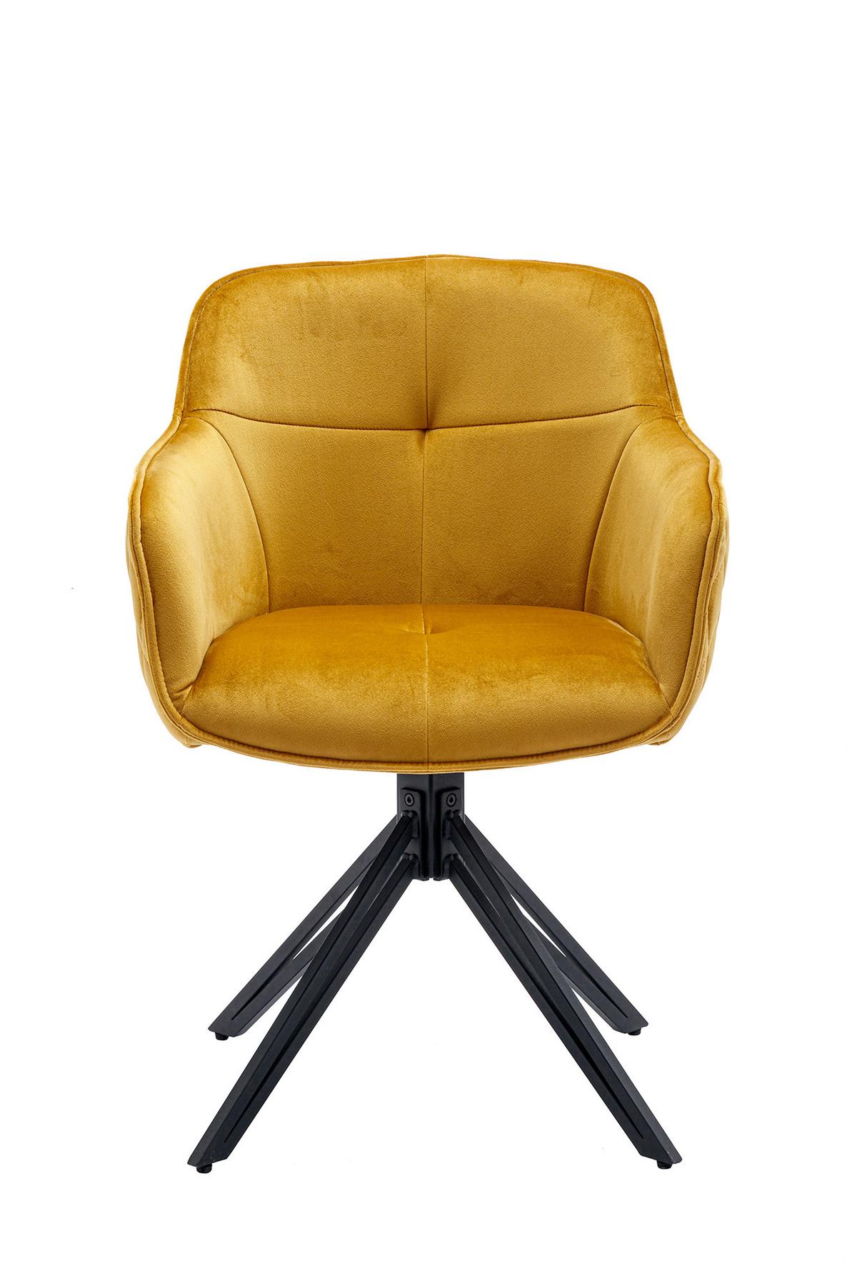 Naslanjač Samt, Rumena, Vrtljiv - rumena/črna, Moderno, kovina/tekstil (59/83/60cm) - Livetastic