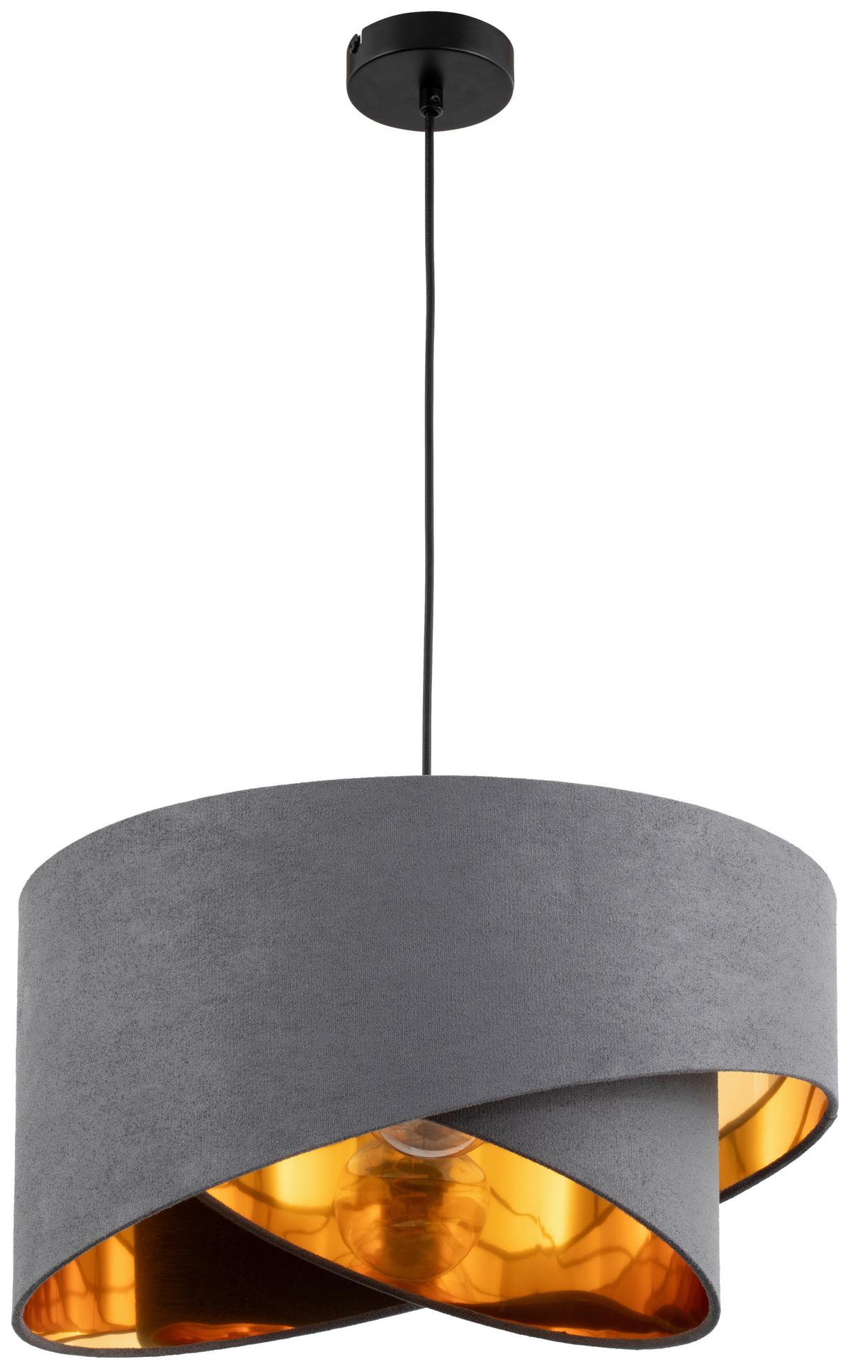 LAMPA WISZĄCA PAULA - kolor złoty/szary, Trend, metal/tkanina (45/130cm) - Novel