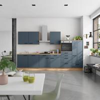 Küchenblock Easytouch Low m. Geräten Dunkelblau - Eichefarben/Schwarz, MODERN, Holzwerkstoff/Metall (360cm) - Nobilia